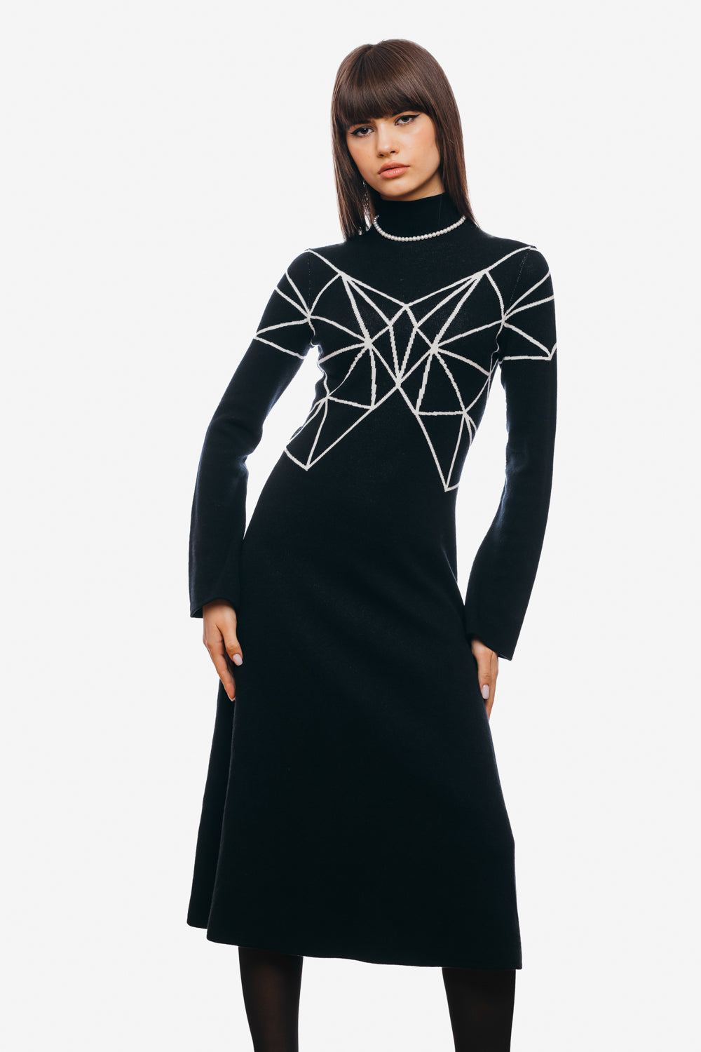 Flared dress with geometric design