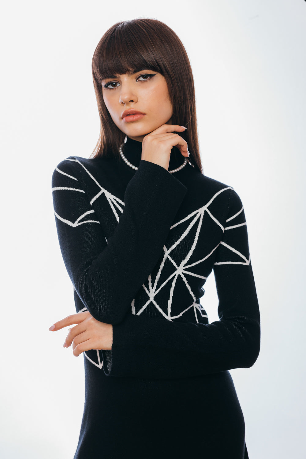 Flared dress with geometric design