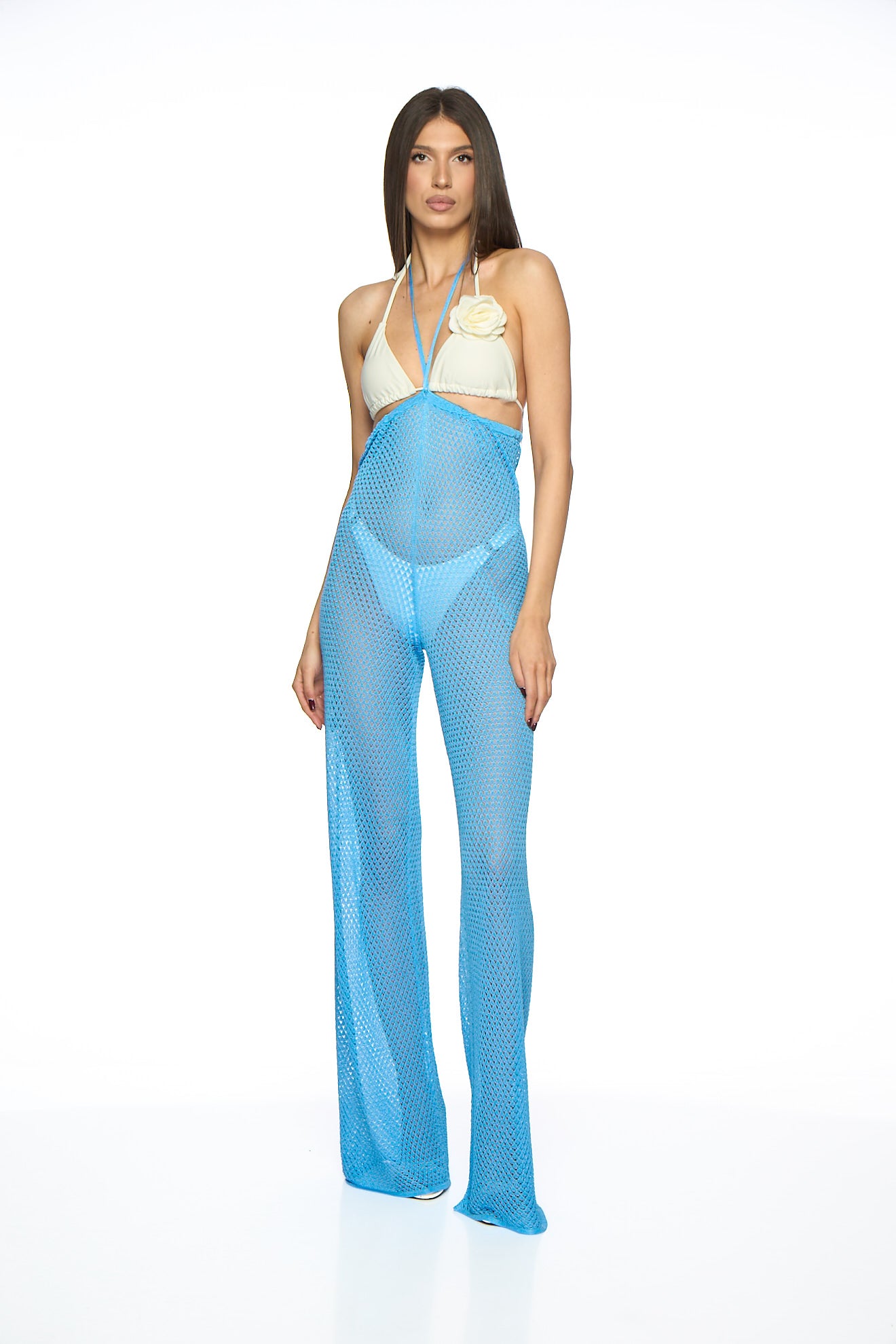 Pantaloni ajurati cu talie inalta Gabriella