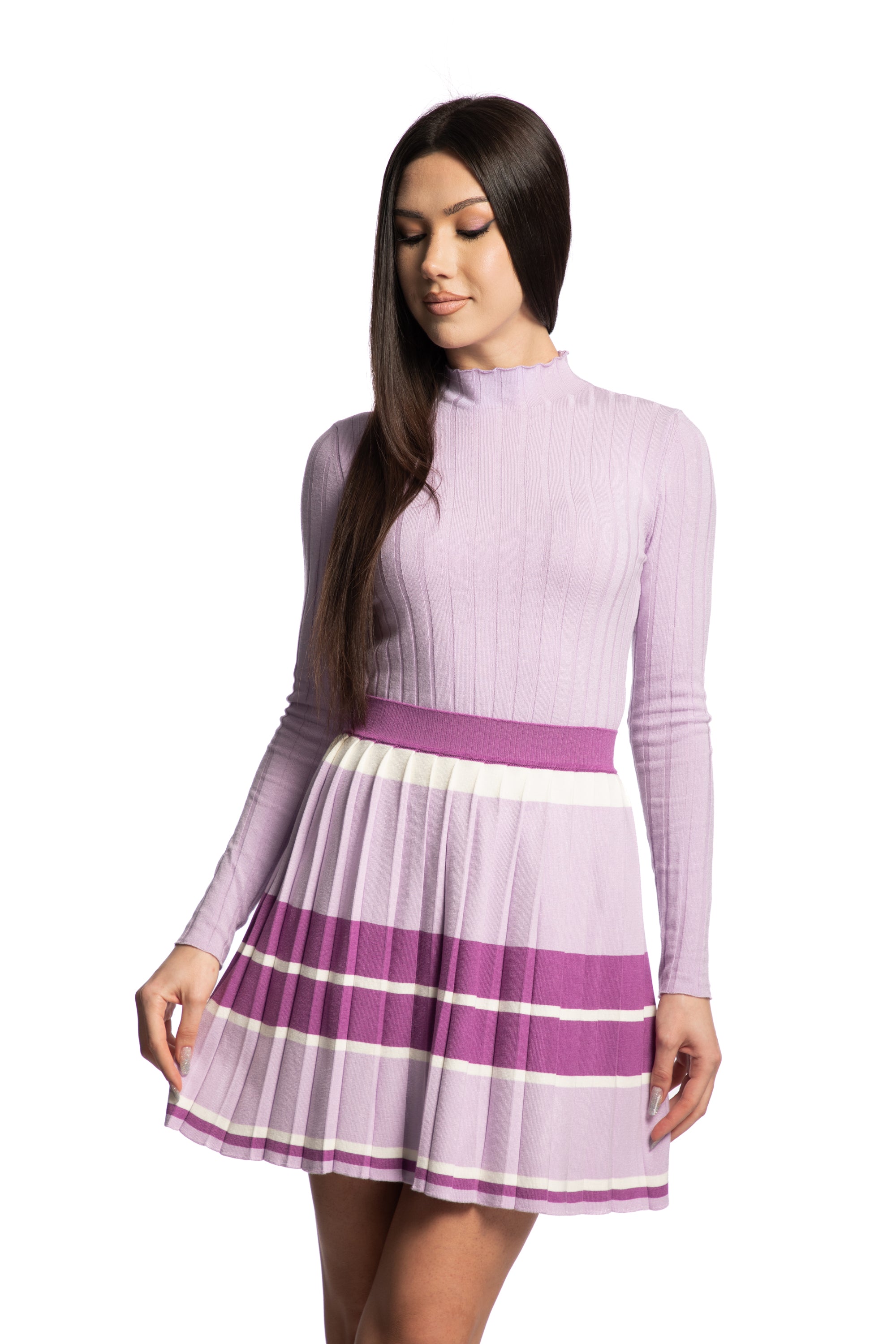 Skirt with pleats and stripes