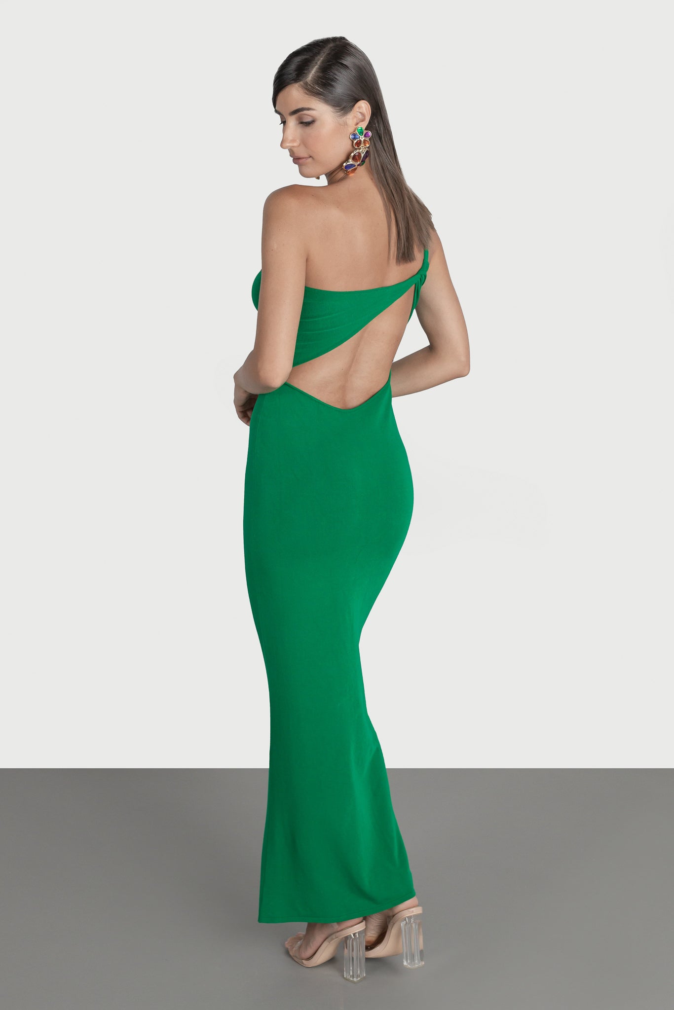 Long dress with semi-open back