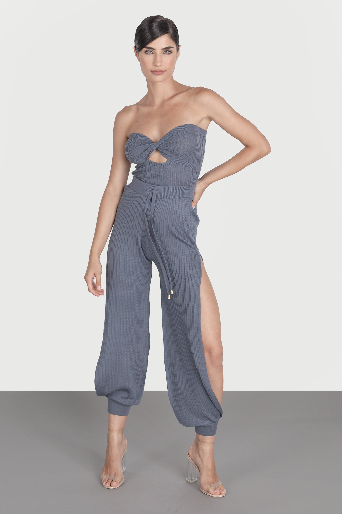 Pants open at the sides
