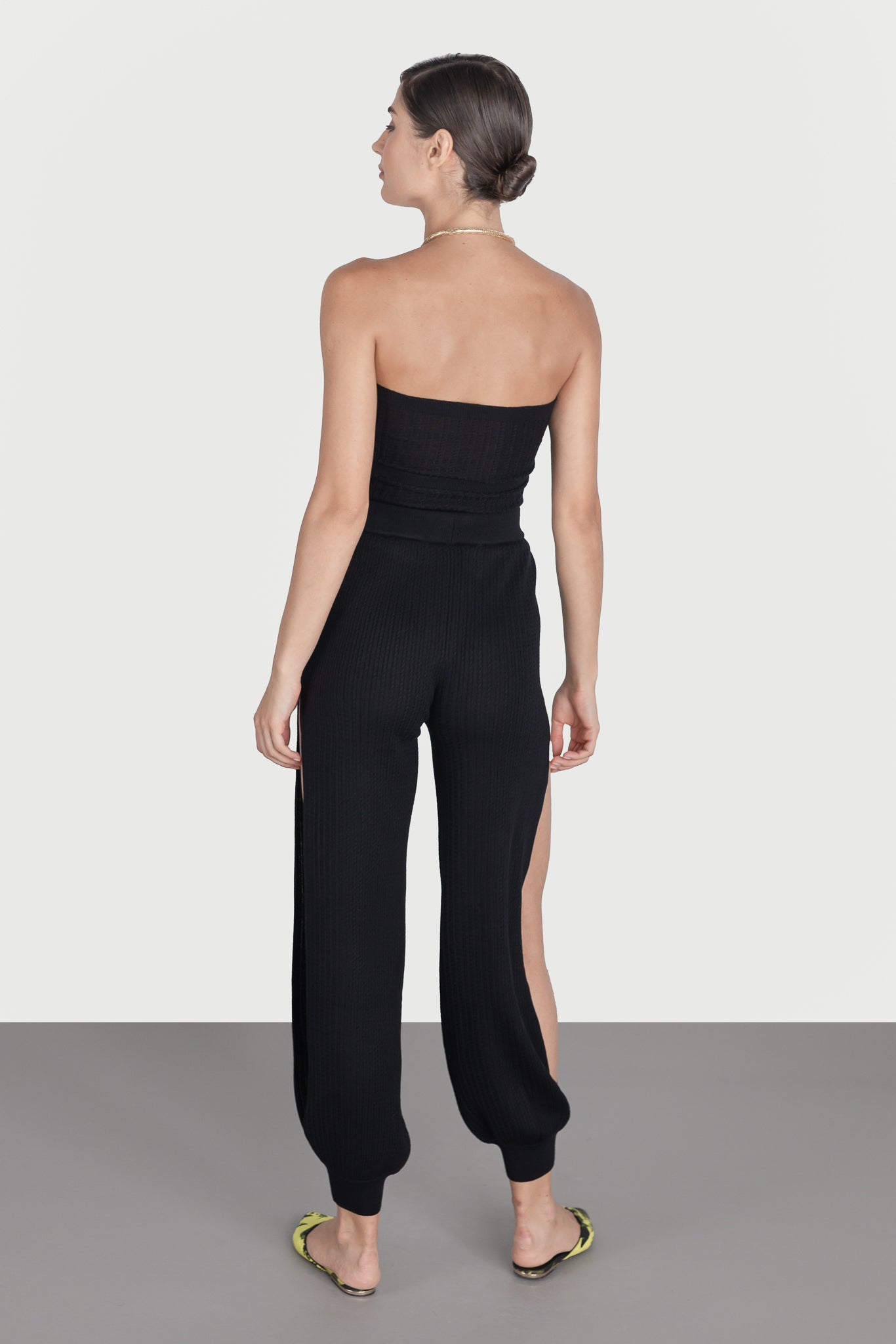 Pants open at the sides