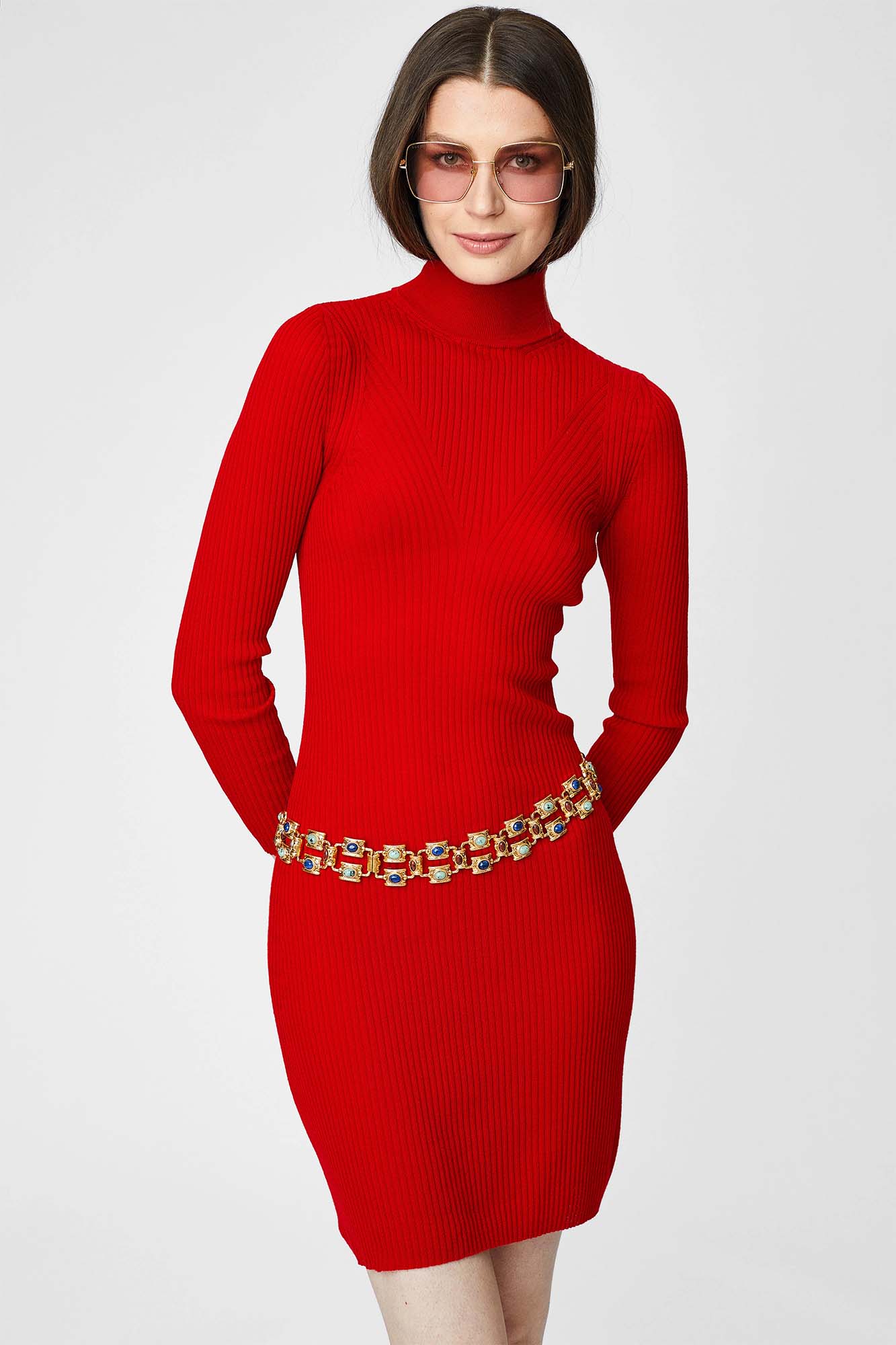 Dress for women with long sleeves made of wool