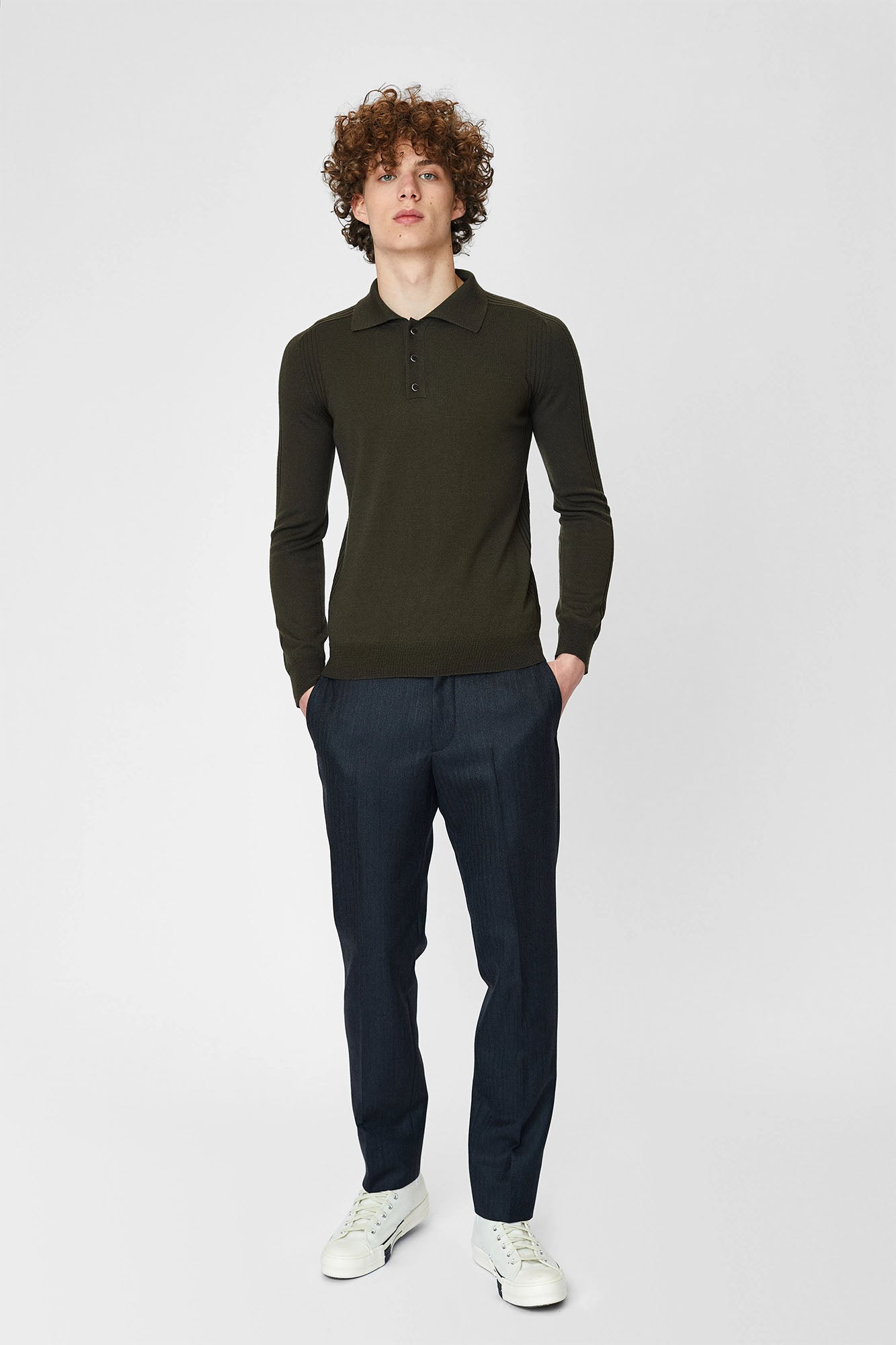 Long sleeve polo neck sweater for men