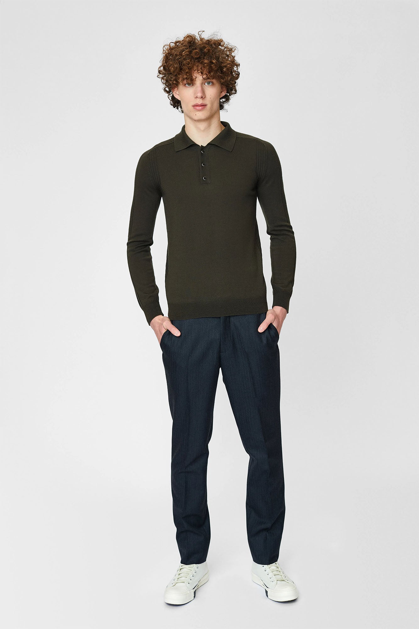 Long sleeve polo neck sweater for men
