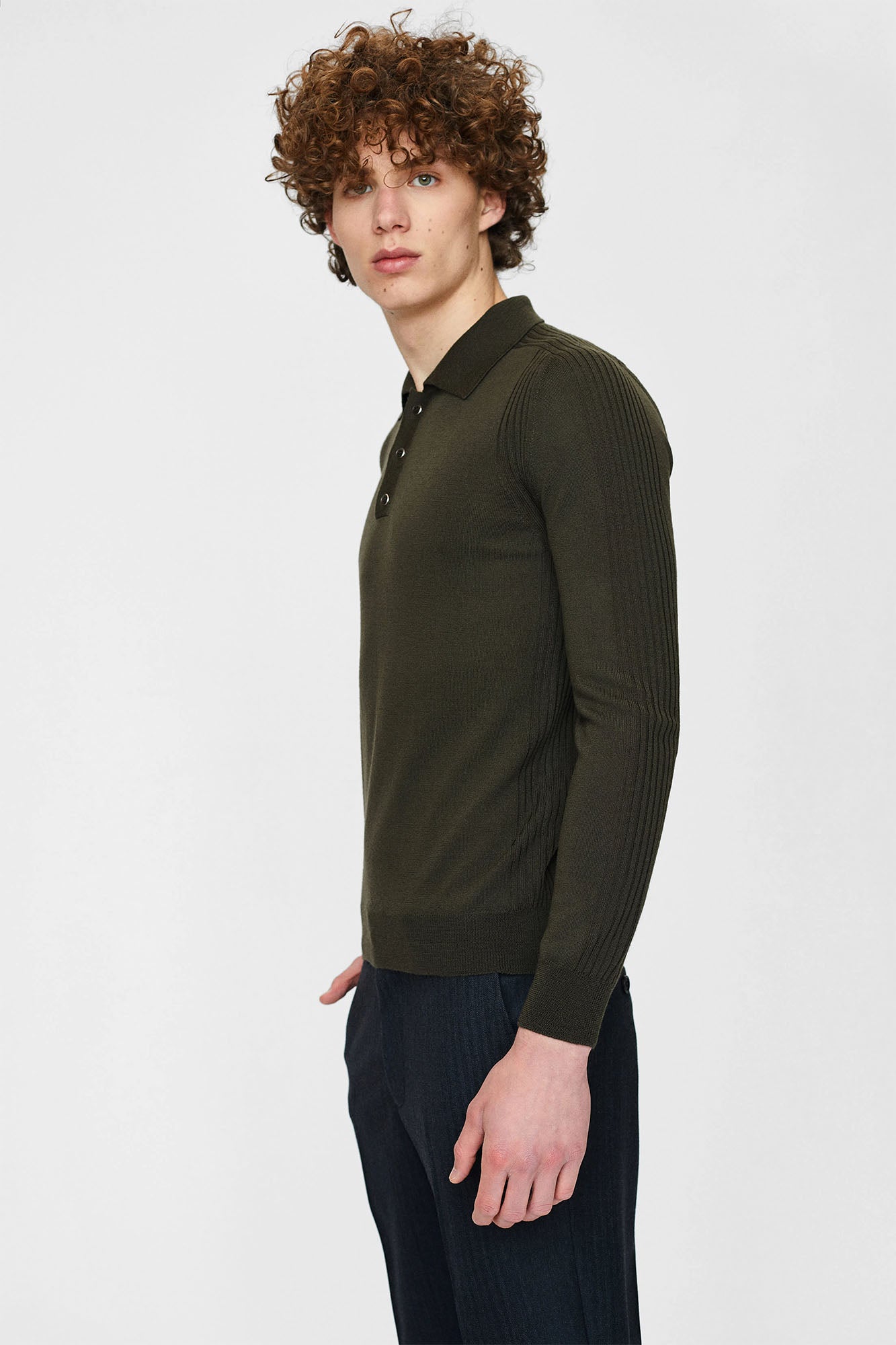 Long sleeve polo neck sweater for men