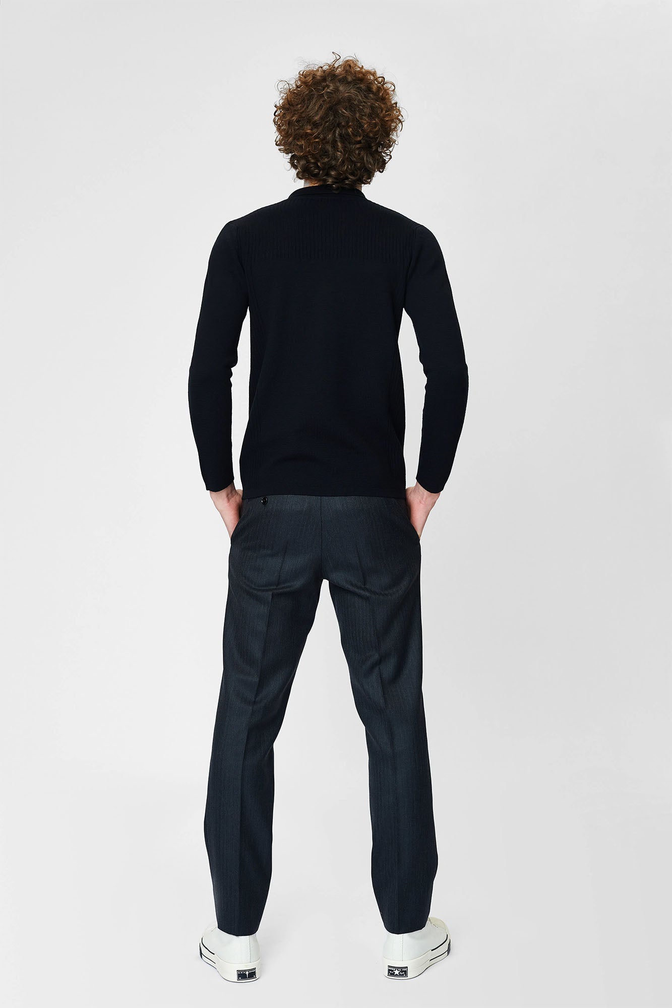 Jacket with classic collar, patch pockets and zipper closure