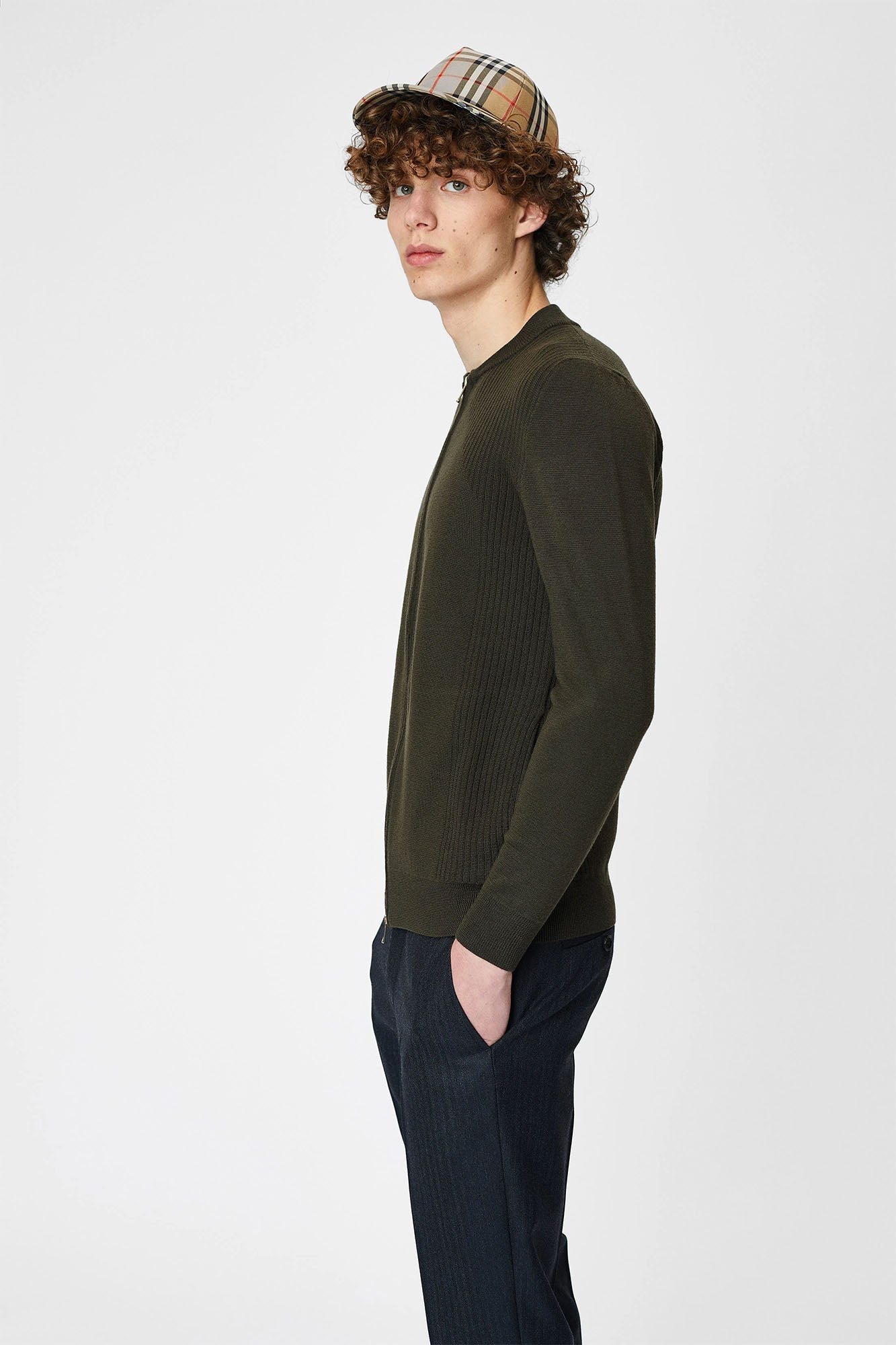 Jacket with tunic collar and zipper for men