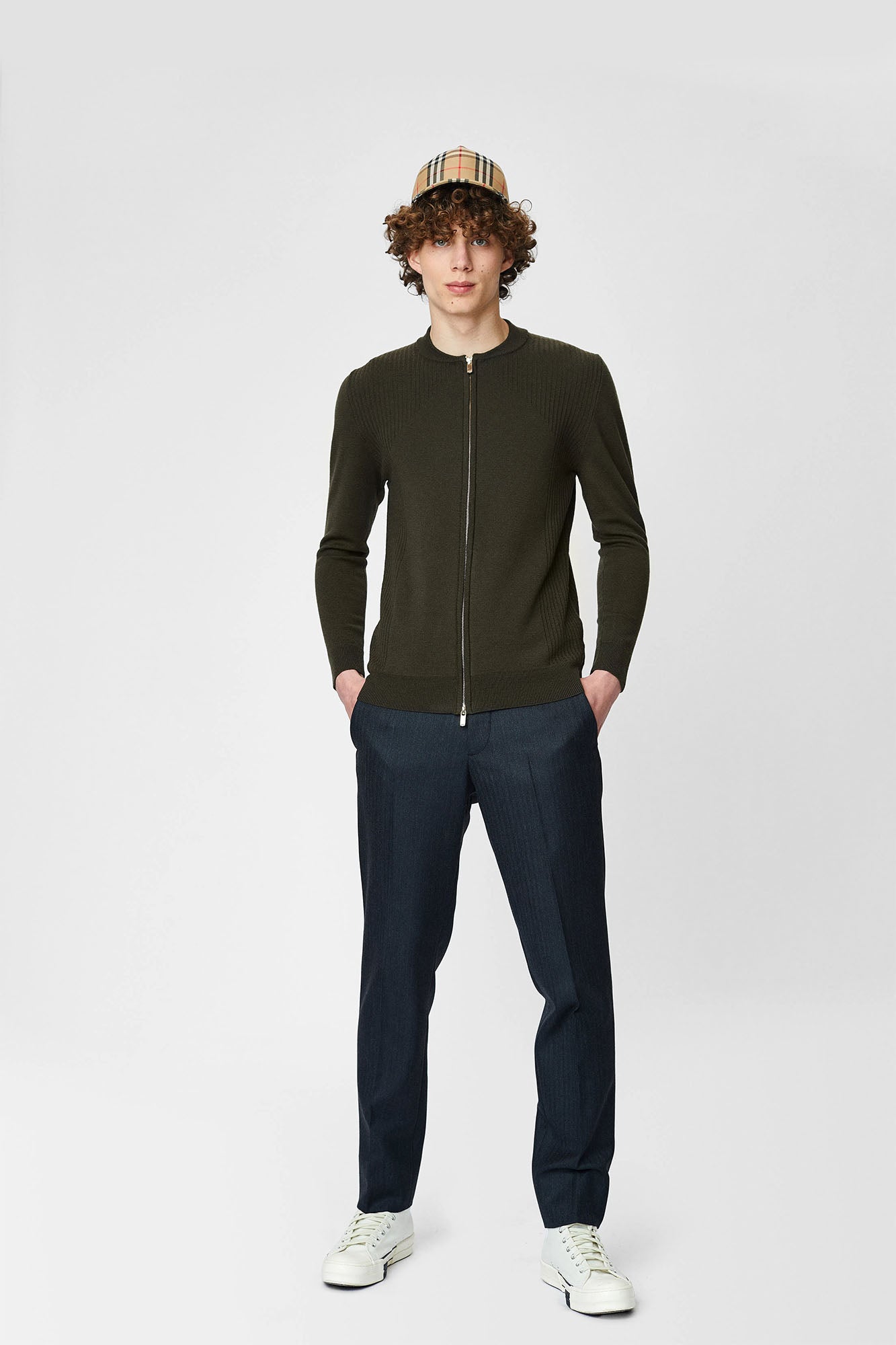 Jacket with tunic collar and zipper for men
