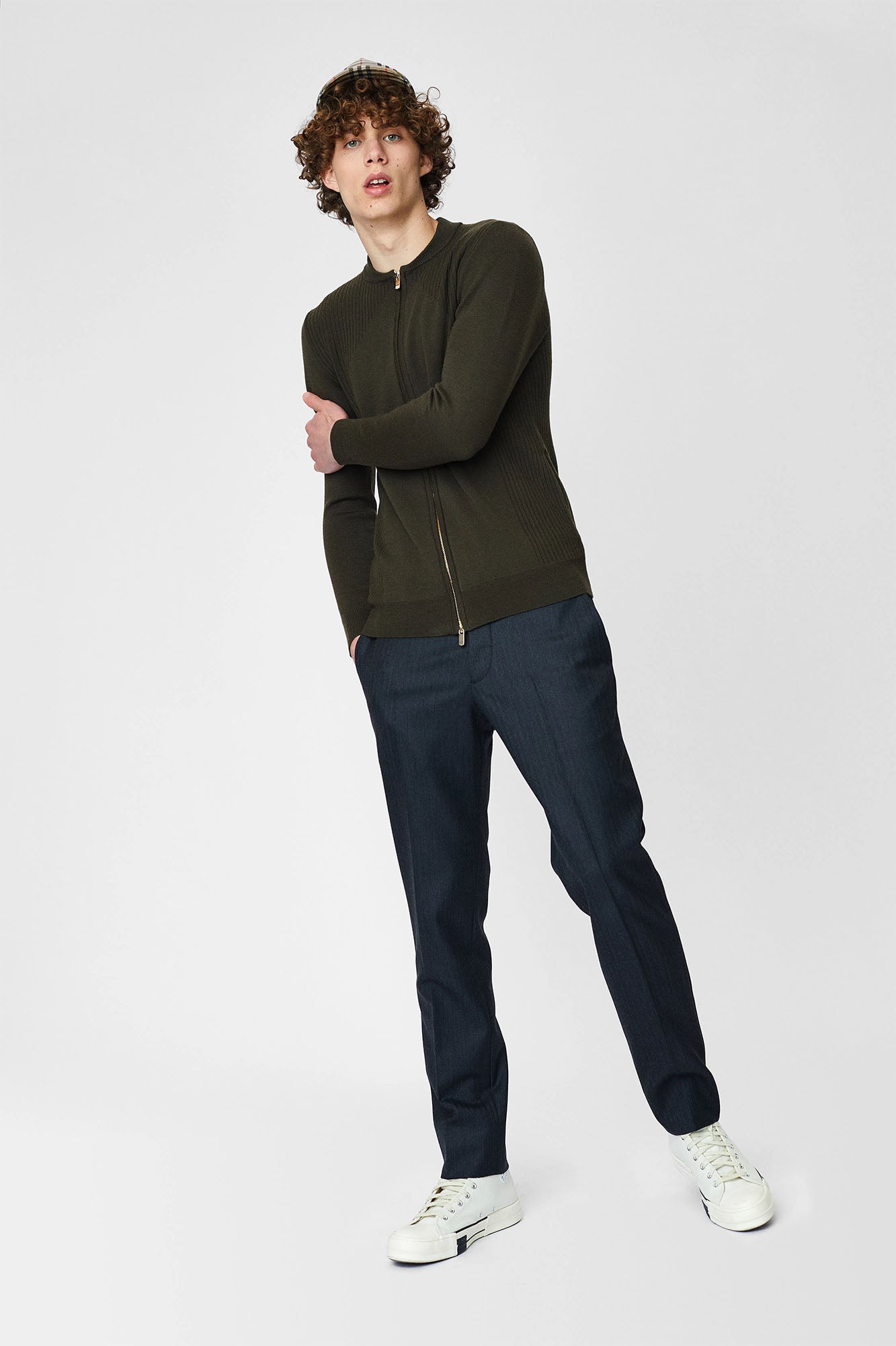 Jacket with tunic collar and zipper for men