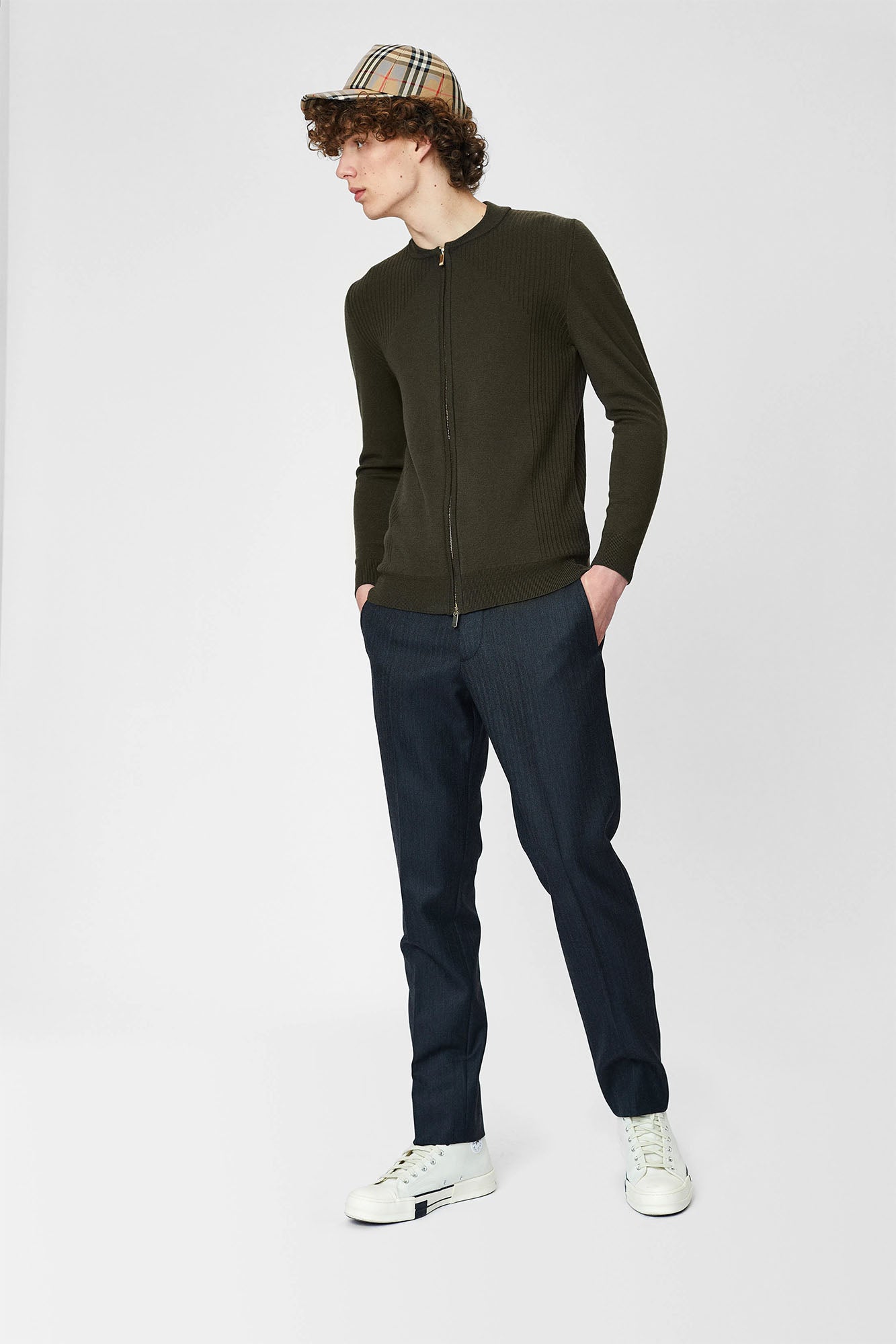 Jacket with tunic collar and zipper for men