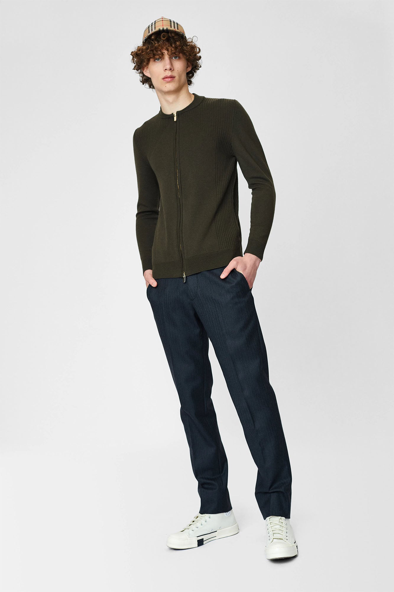 Jacket with tunic collar and zipper for men