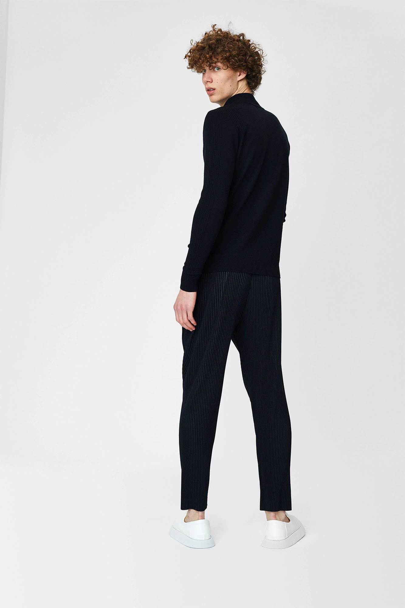 Jacket with high collar and zipper for men