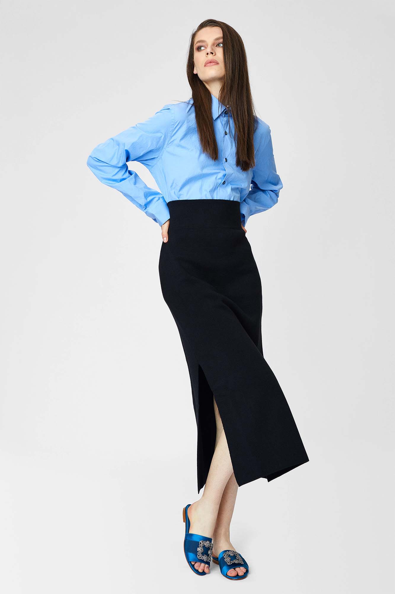 Long skirt with side slits