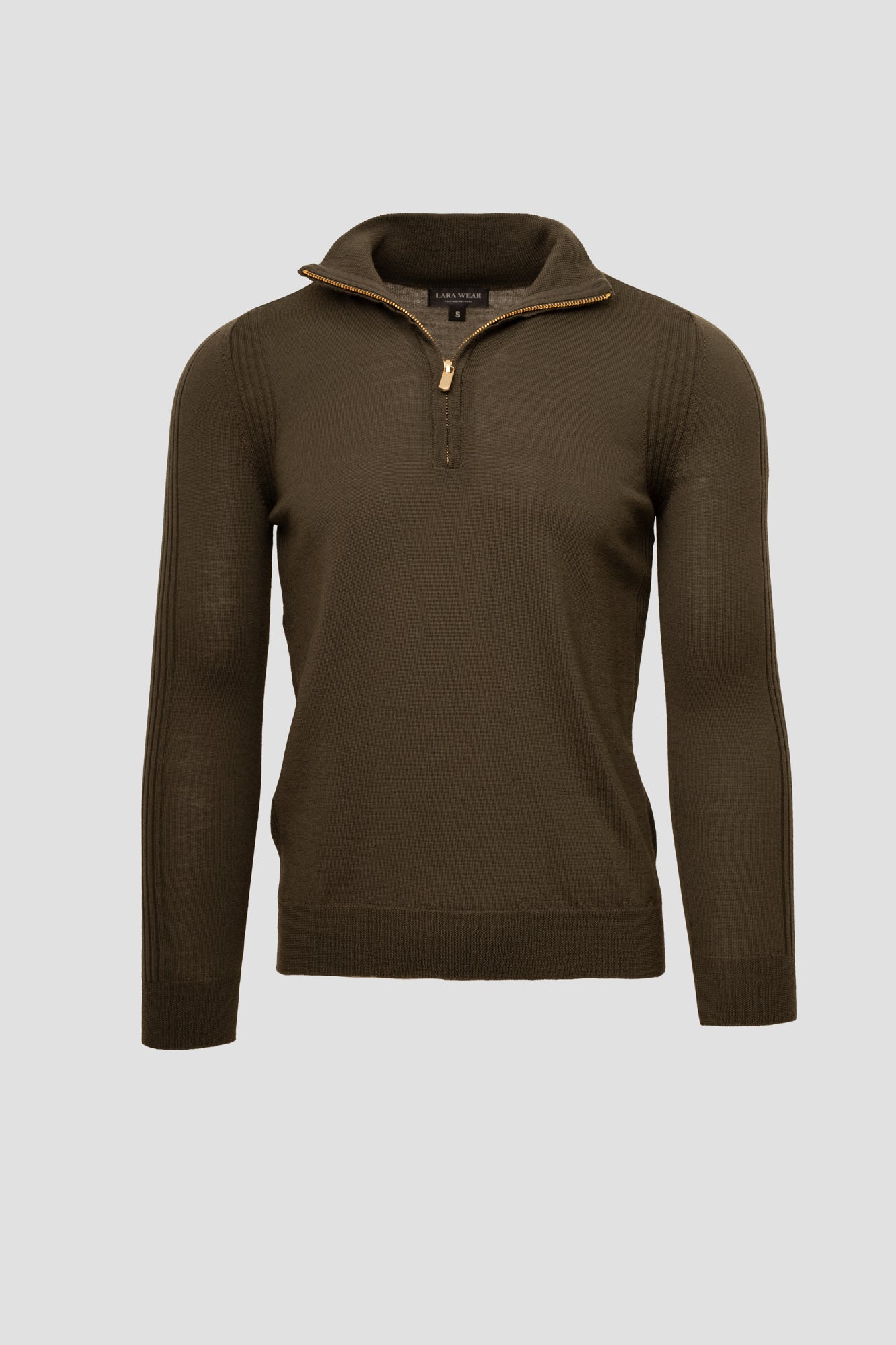 Crew neck sweater with short zipper and long sleeves, for men