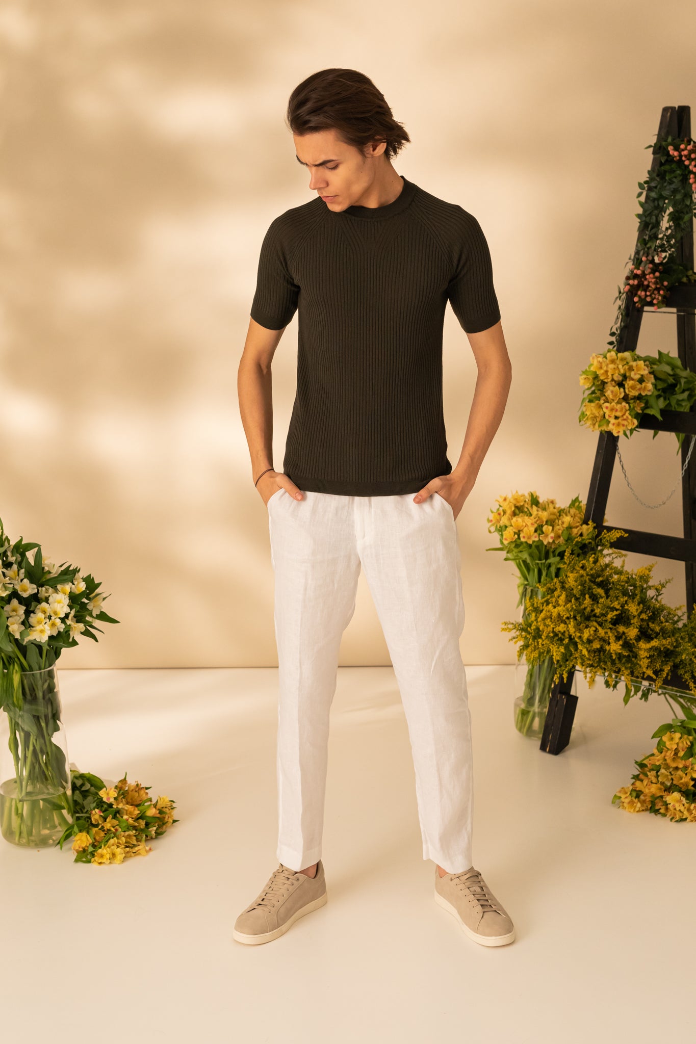 Wool T-shirt with short sleeves