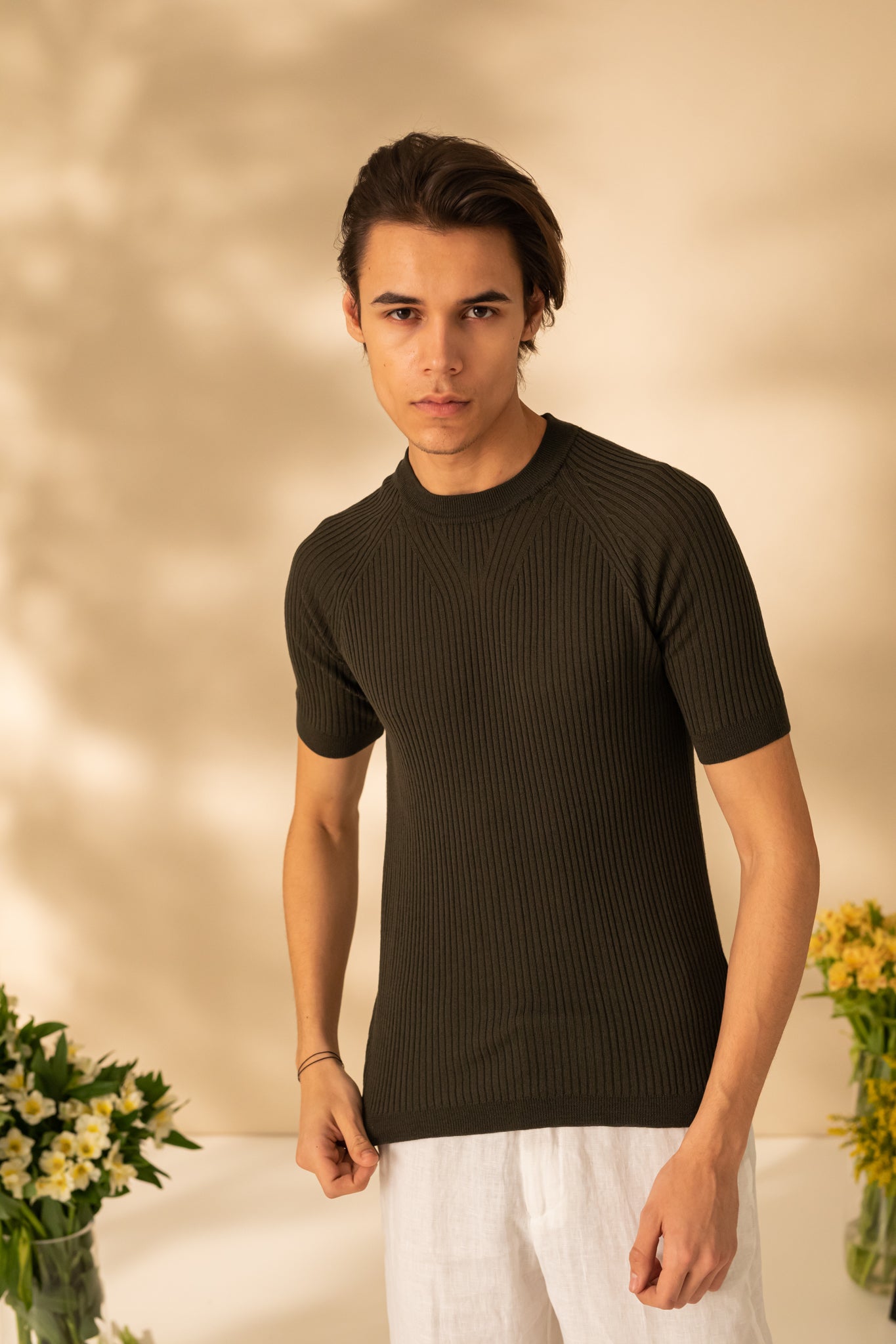 Wool T-shirt with short sleeves