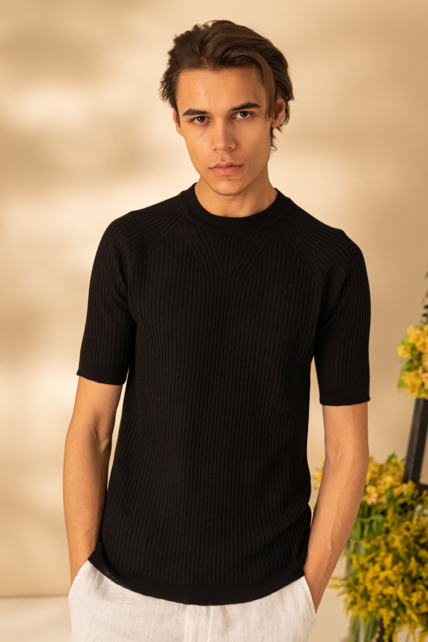 Wool T-shirt with short sleeves