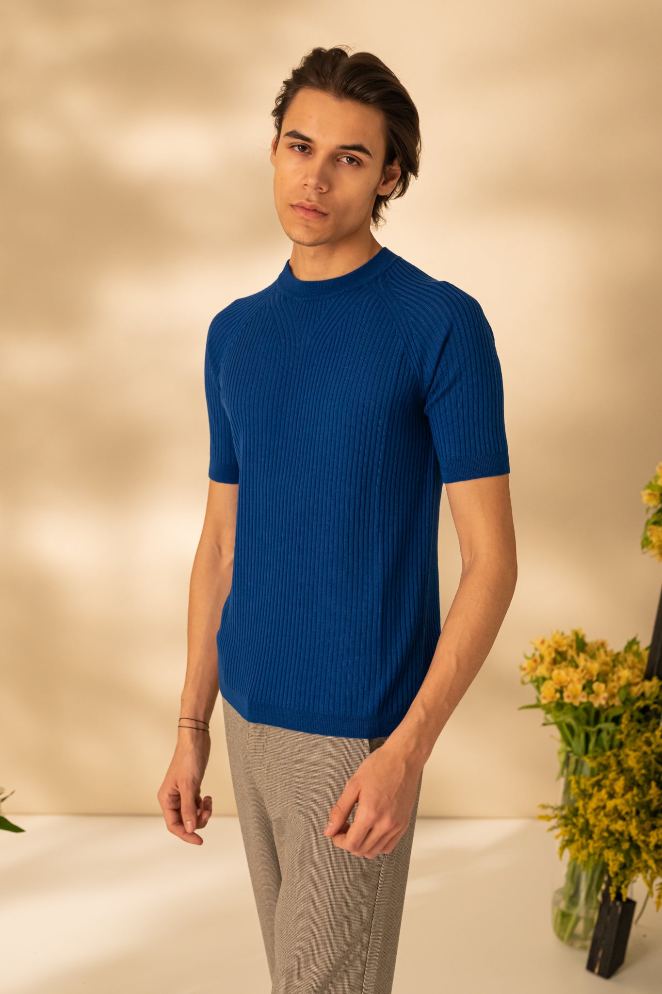 Wool T-shirt with short sleeves