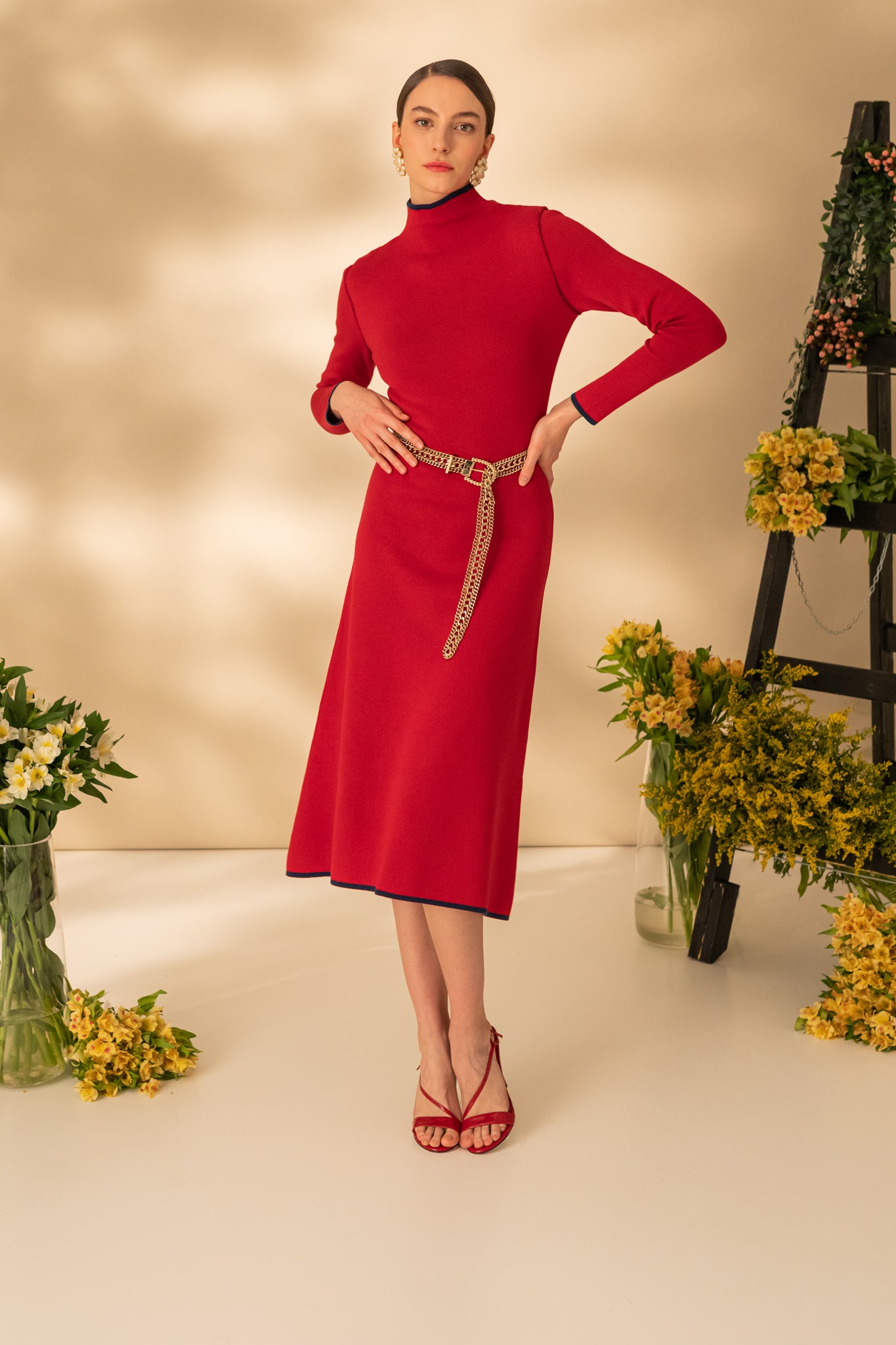 Double-sided midi dress in two colors