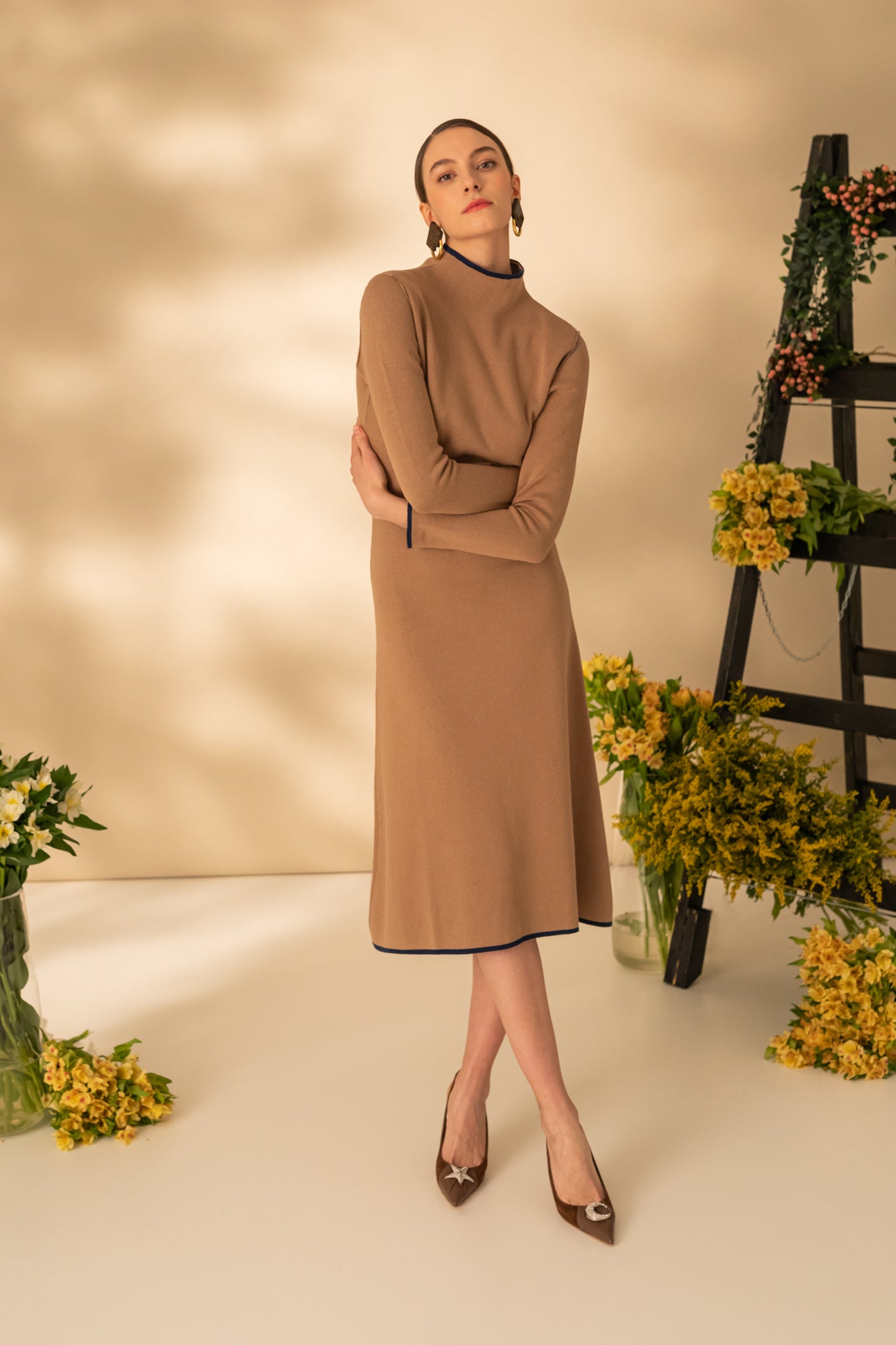 Double-sided midi dress in two colors