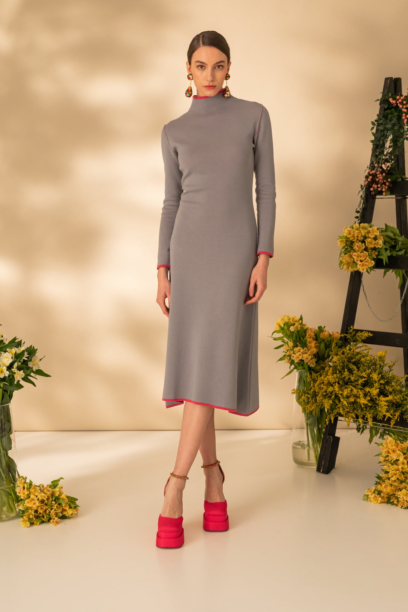 Double-sided midi dress in two colors