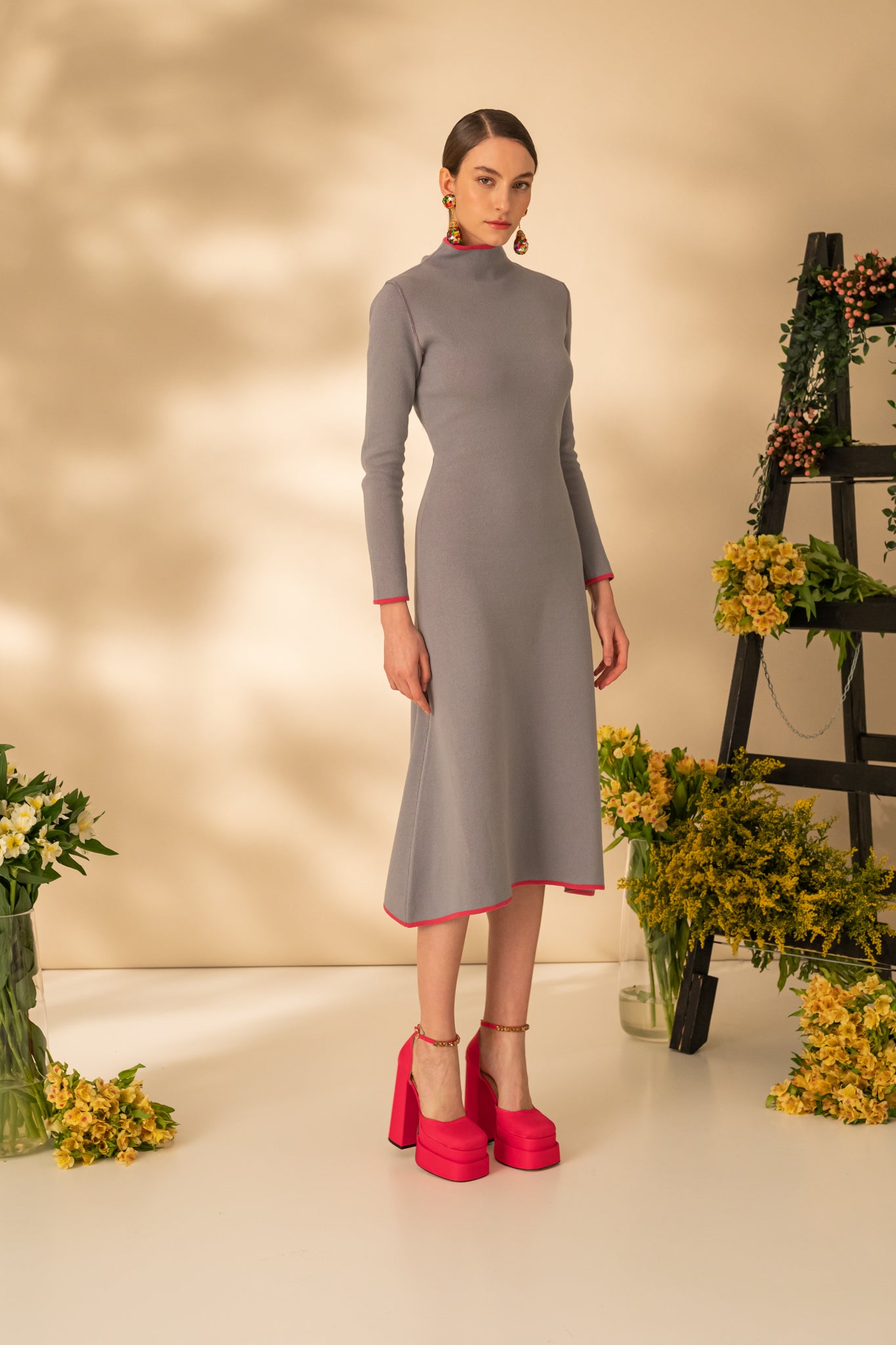 Double-sided midi dress in two colors