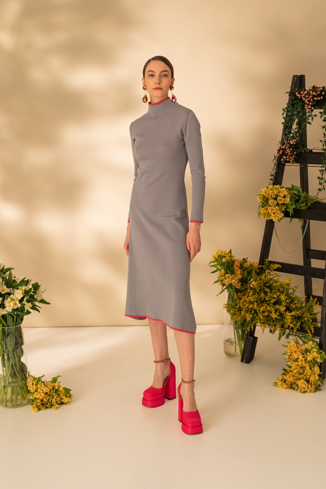 Double-sided midi dress in two colors