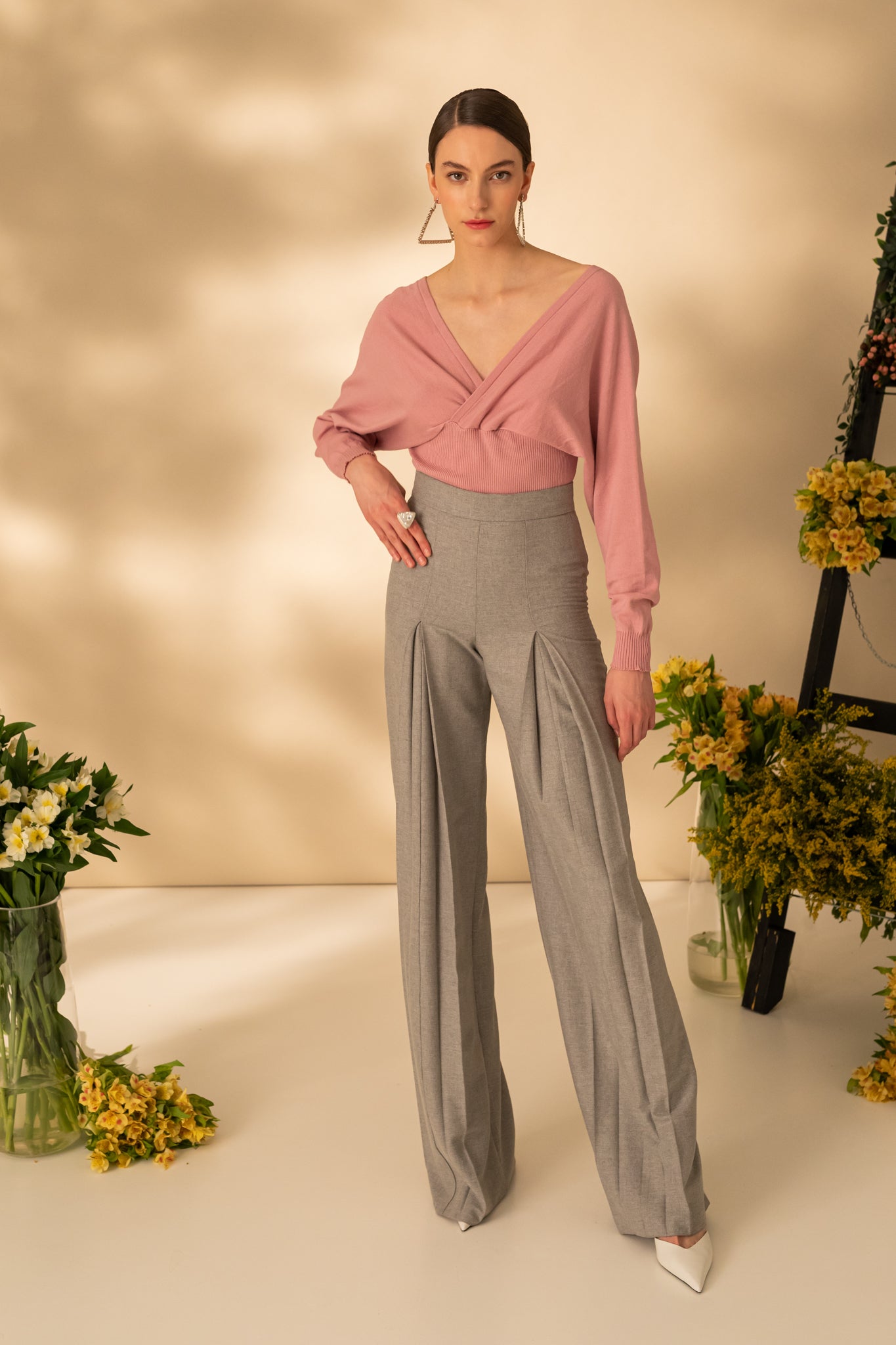 Blouse with front and back neckline