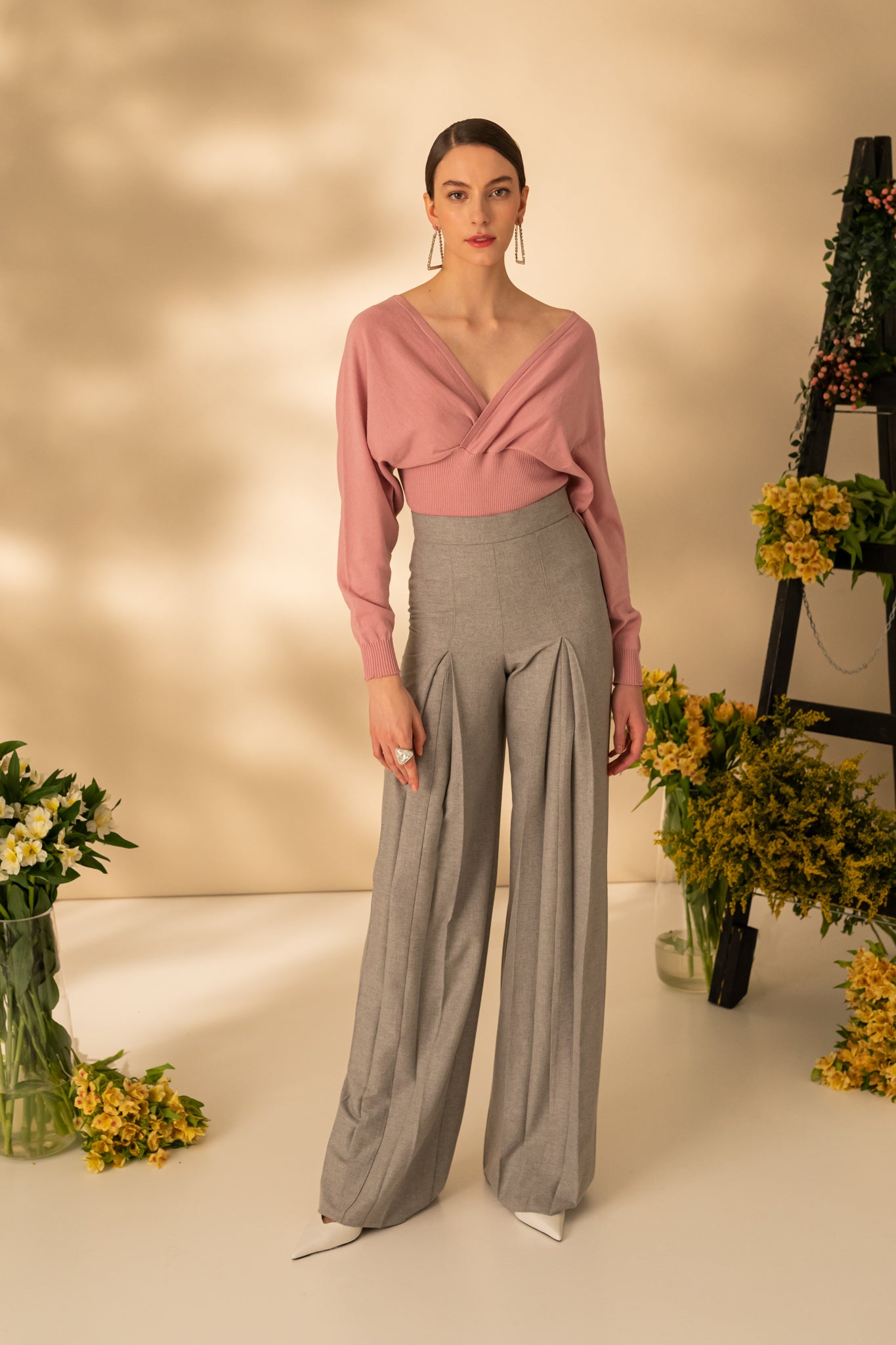 Blouse with front and back neckline