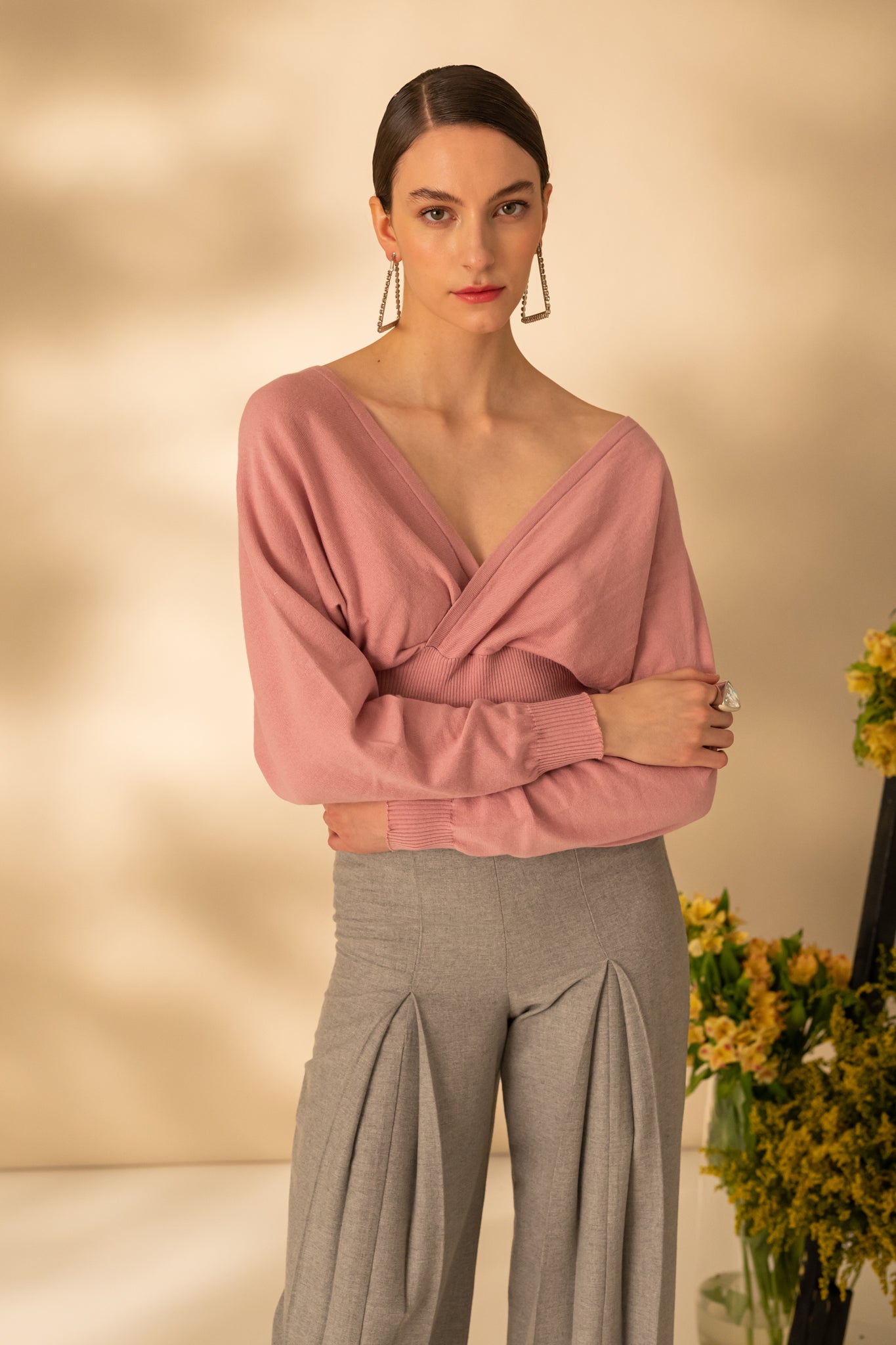 Blouse with front and back neckline