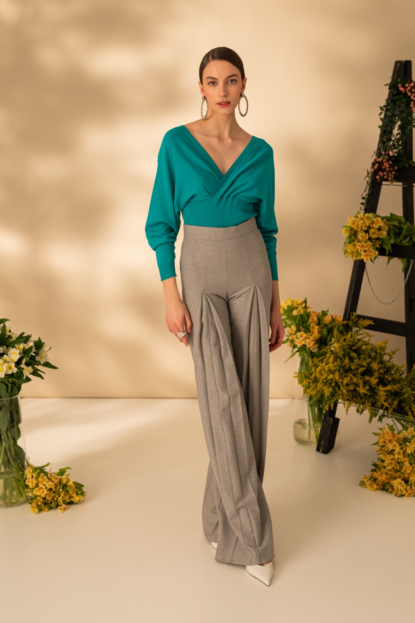 Blouse with front and back neckline