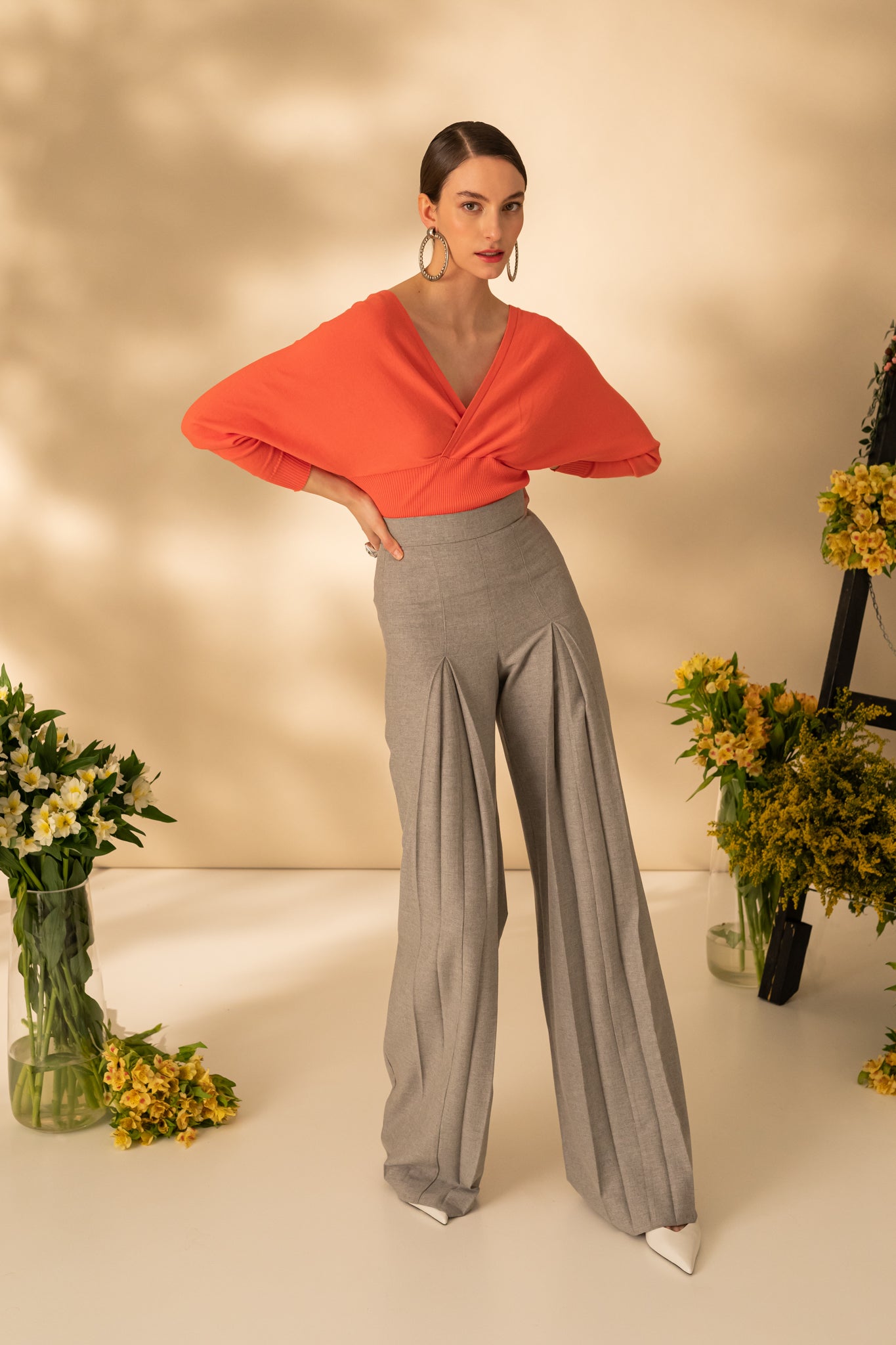 Blouse with front and back neckline