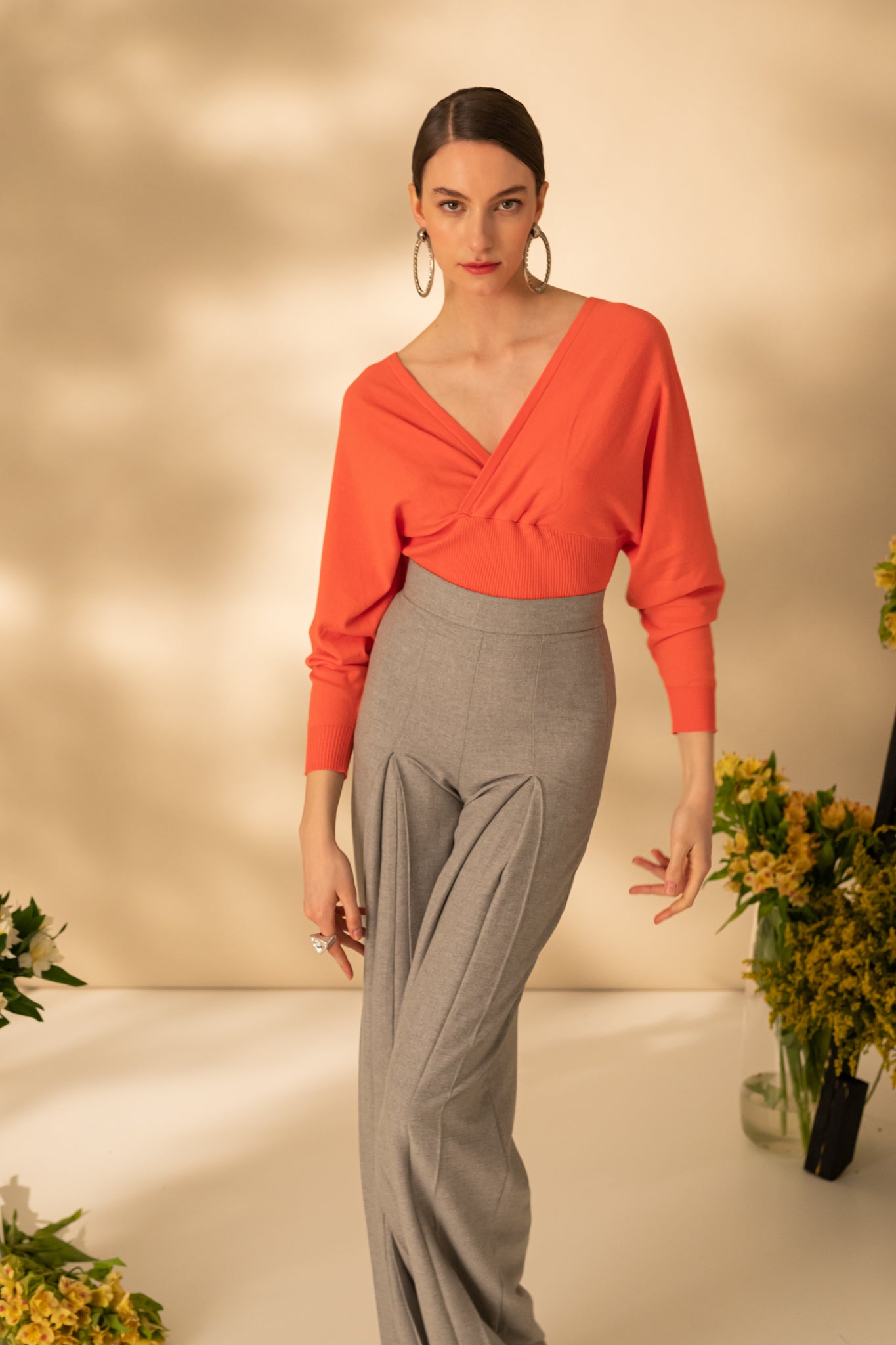 Blouse with front and back neckline