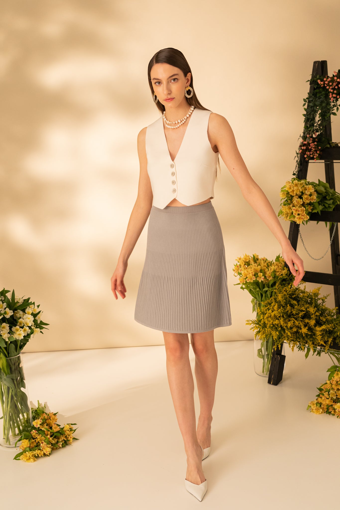 Long skirt with side slits
