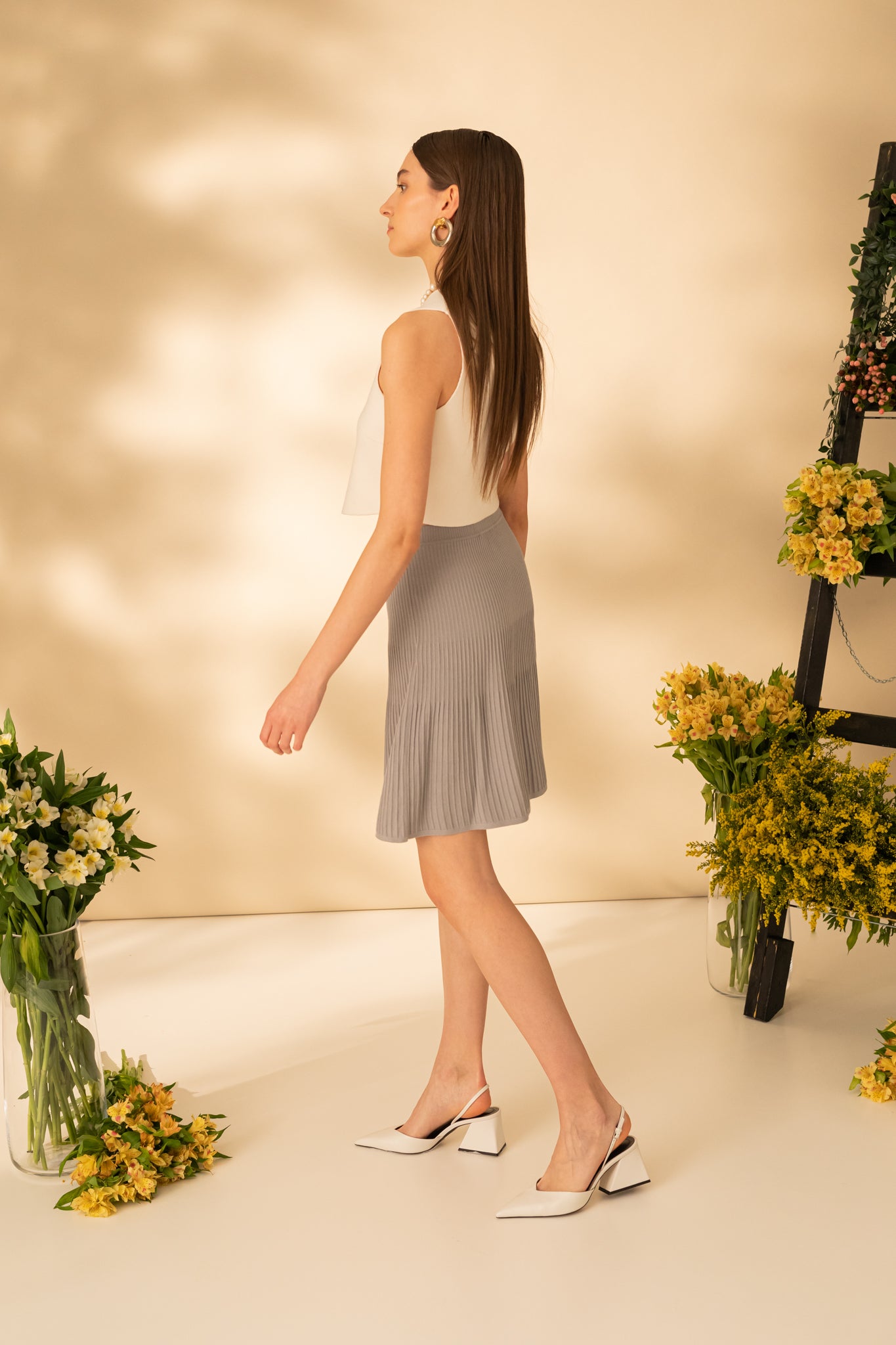 Long skirt with side slits