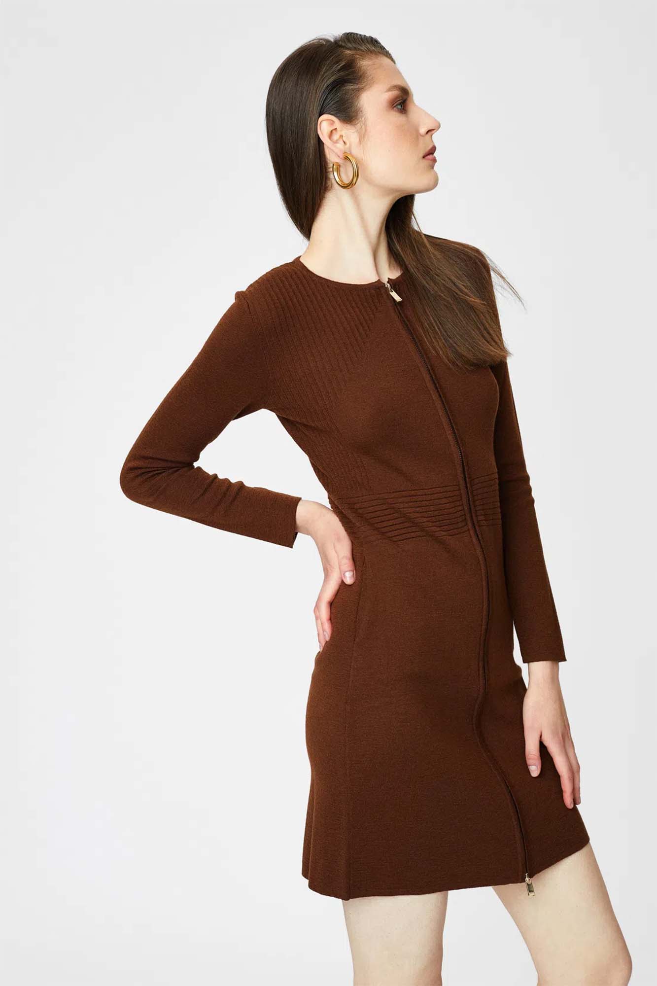 Jacket-type zipper dress