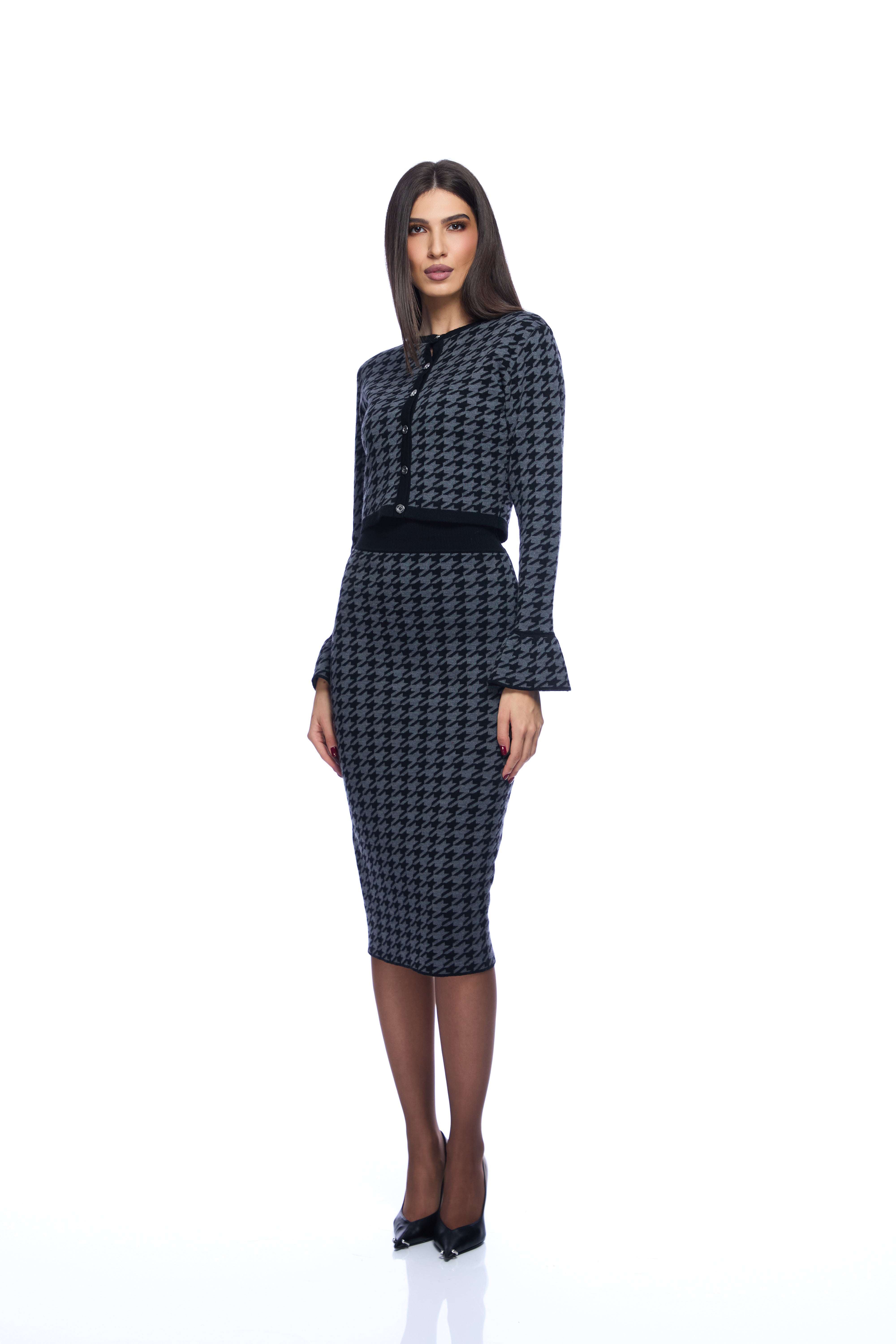 Fusta jacquard scurta