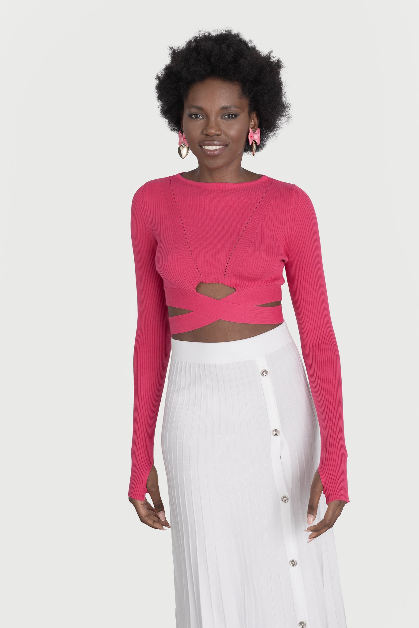 Top with long sleeves and drawstring waist