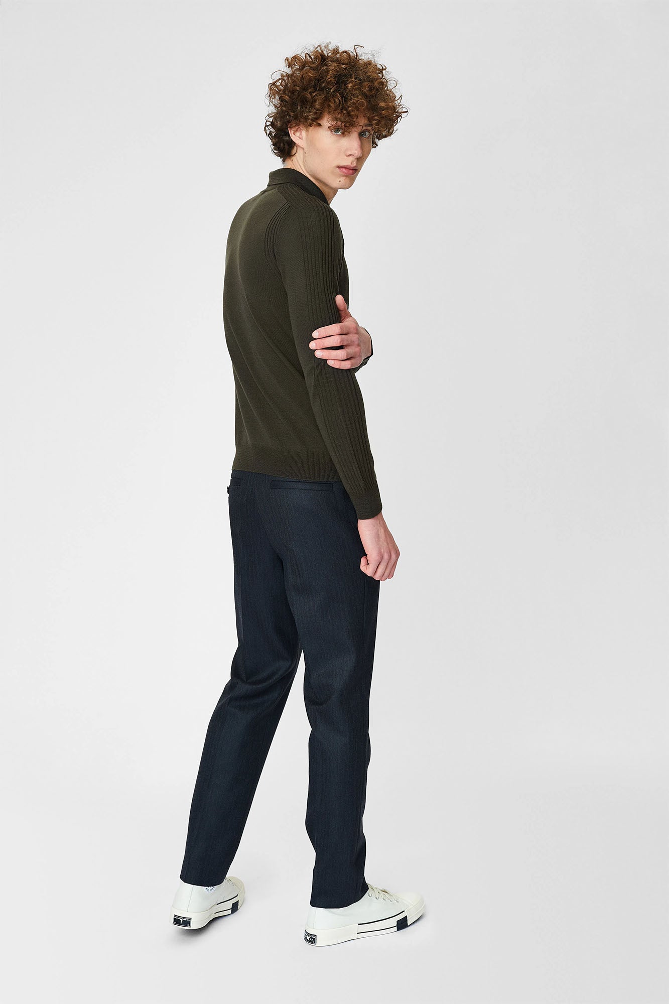 Long sleeve polo neck sweater for men