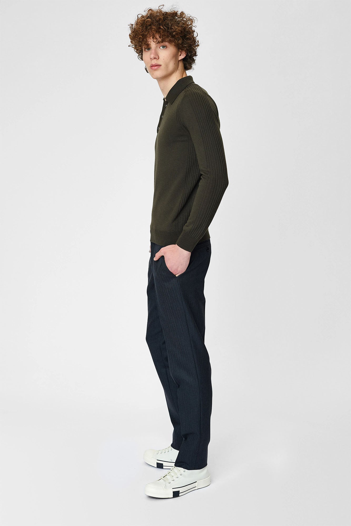 Long sleeve polo neck sweater for men