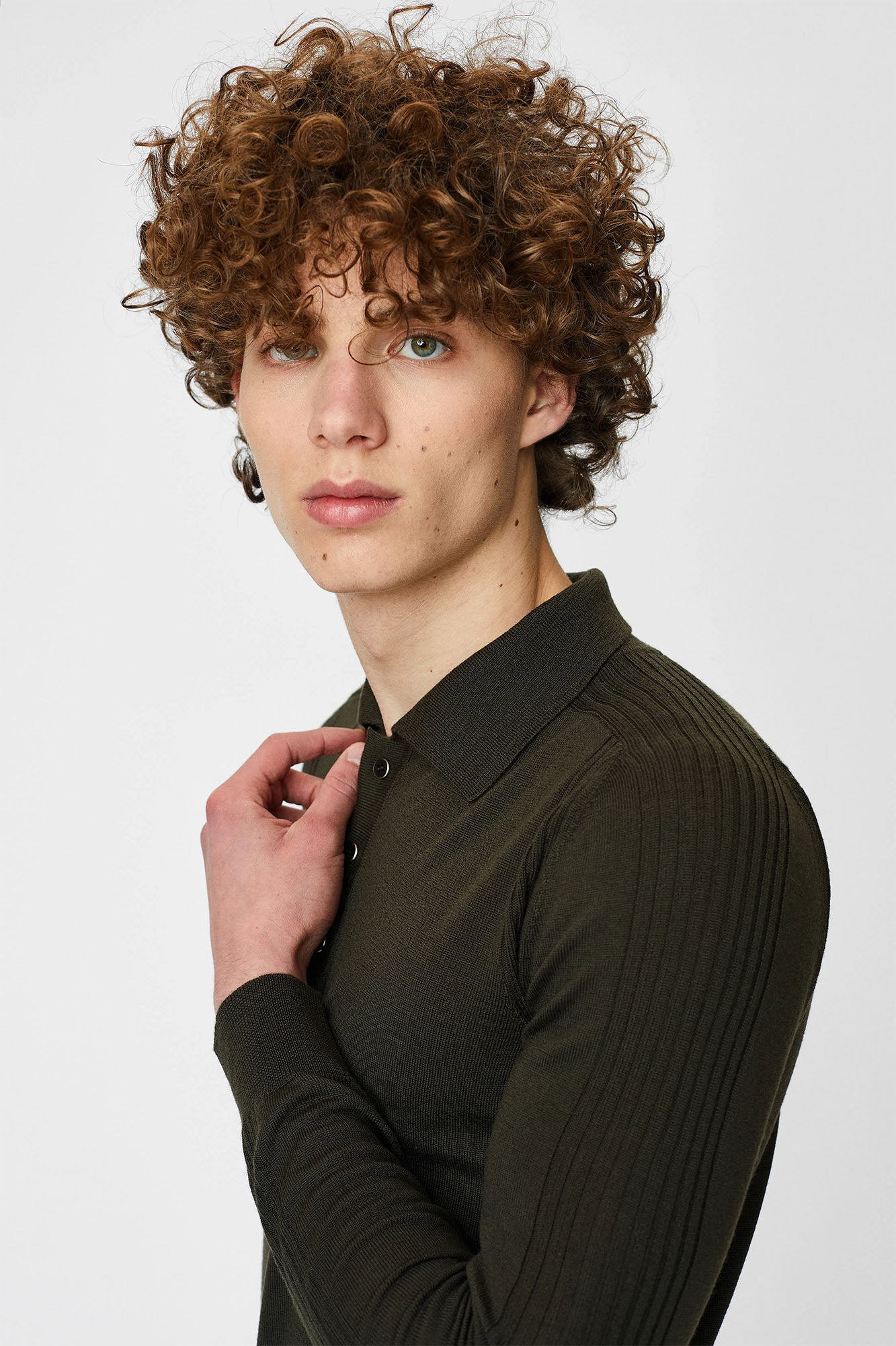 Long sleeve polo neck sweater for men