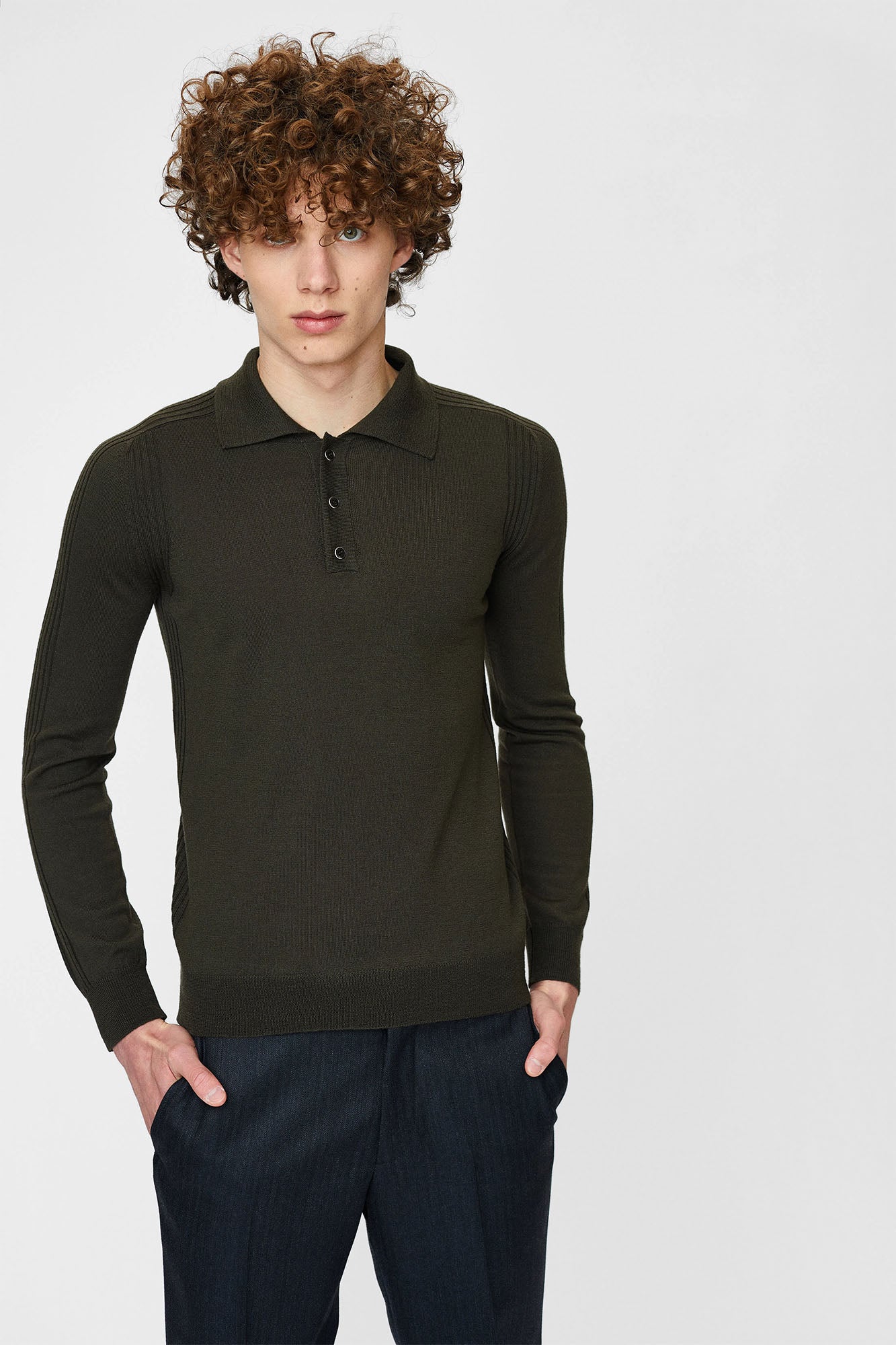 Long sleeve polo neck sweater for men