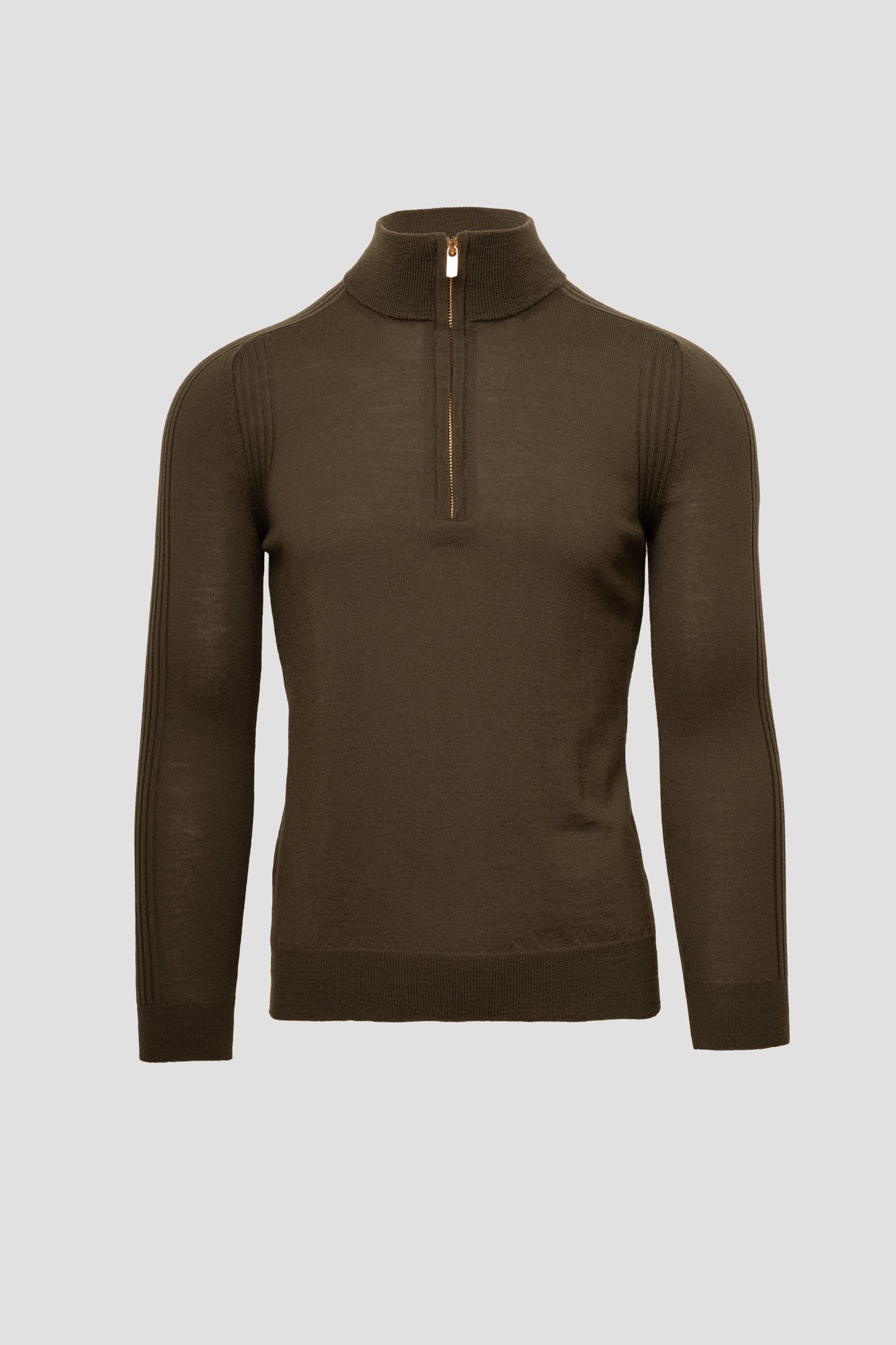 Crew neck sweater with short zipper and long sleeves, for men