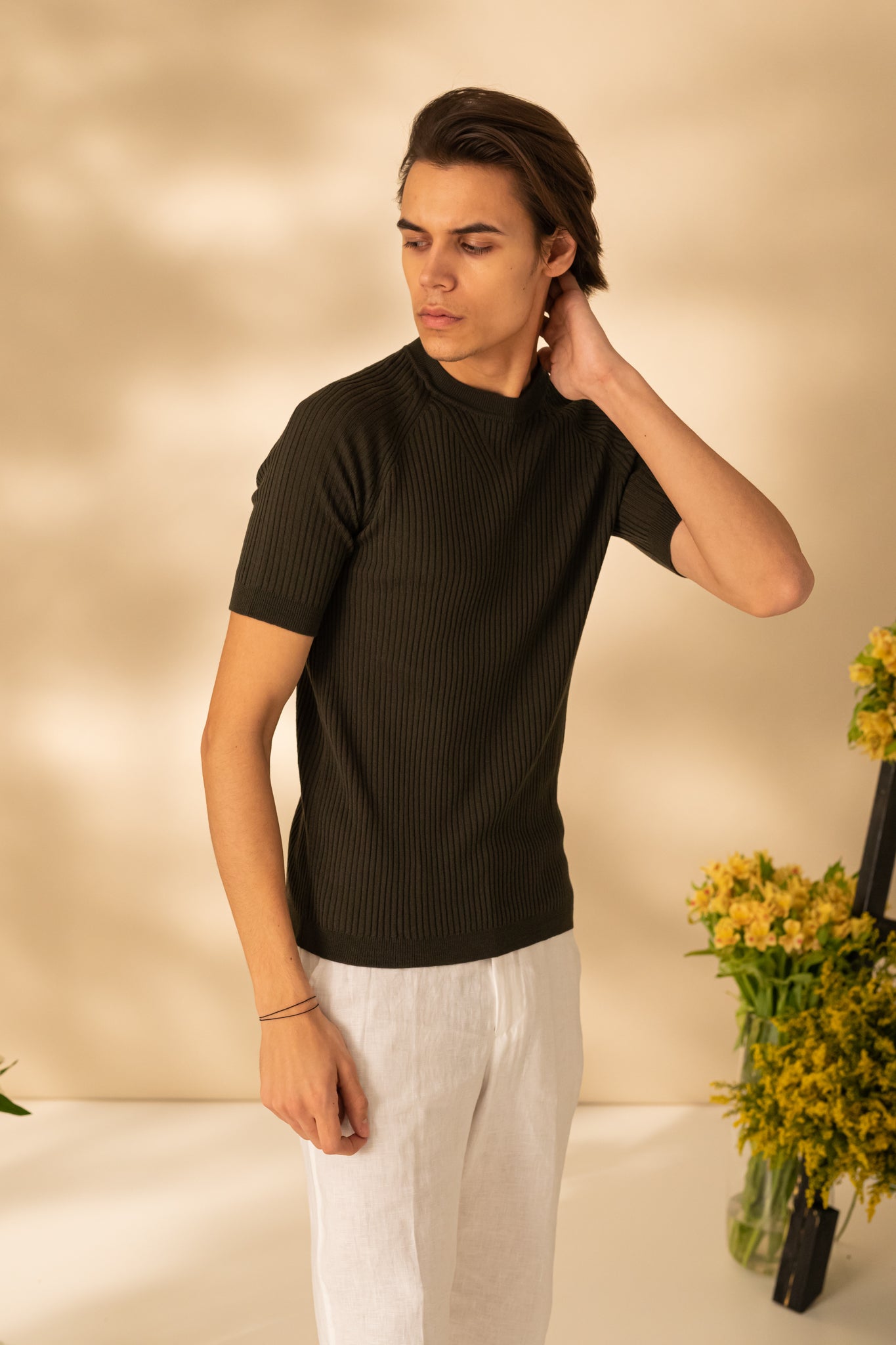 Wool T-shirt with short sleeves